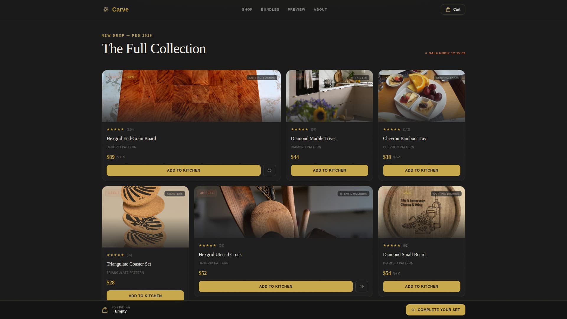 Cutting Boards & Kitchen Accessories Store Professional Website Template