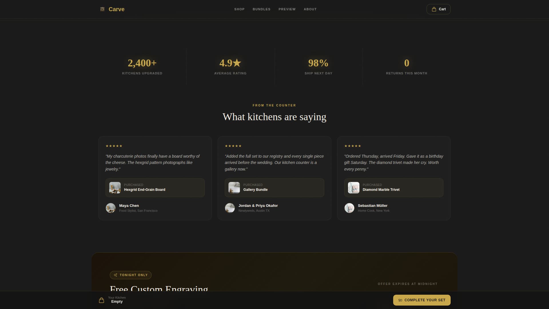 Cutting Boards & Kitchen Accessories Store Professional Website Template