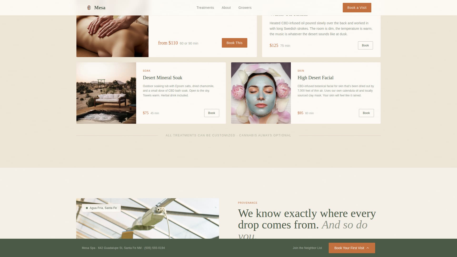 Mesa - Rooted Cannabisspa Landing Page Template