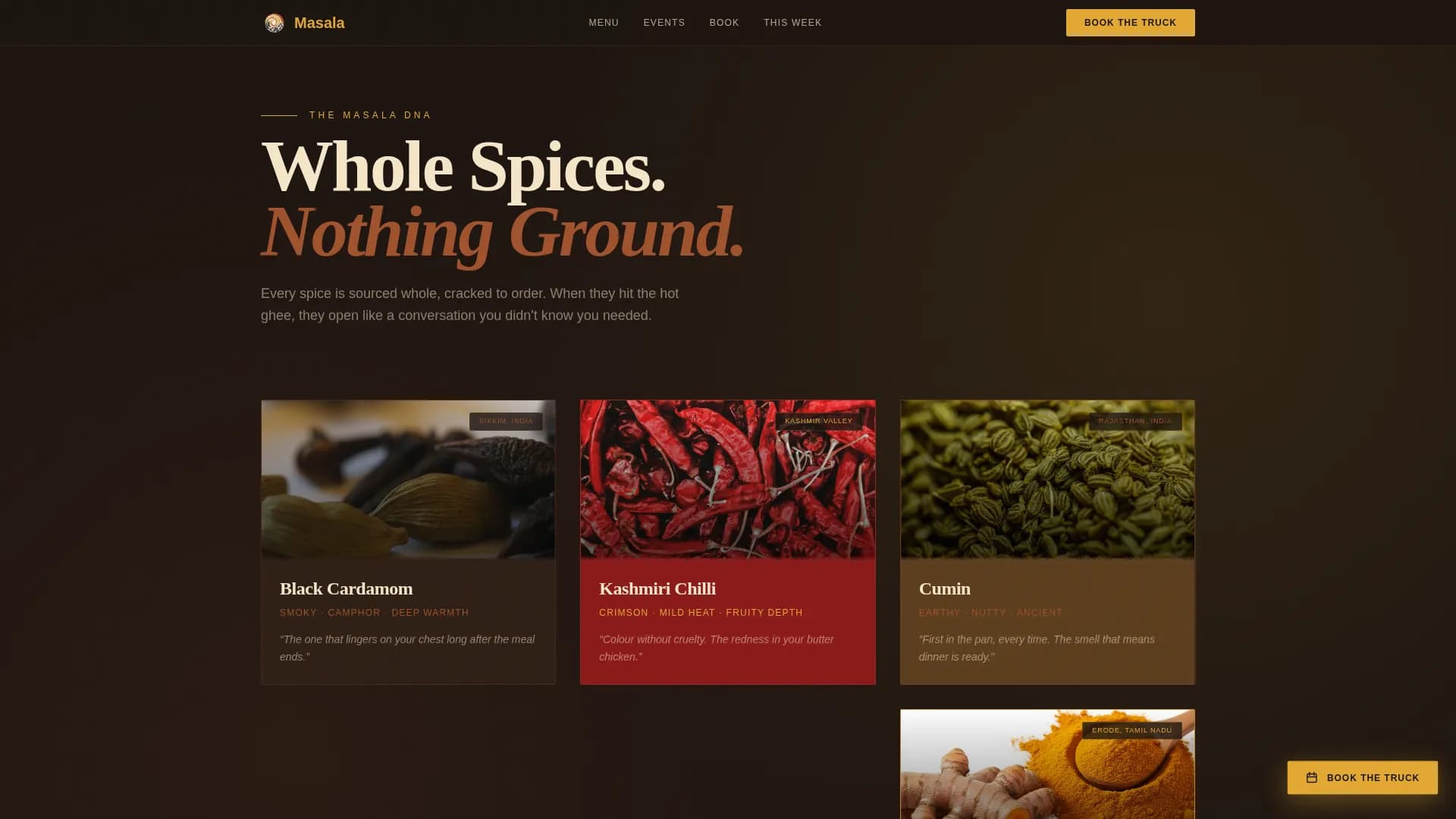 Masala — Spiced Truck Landing Page Template