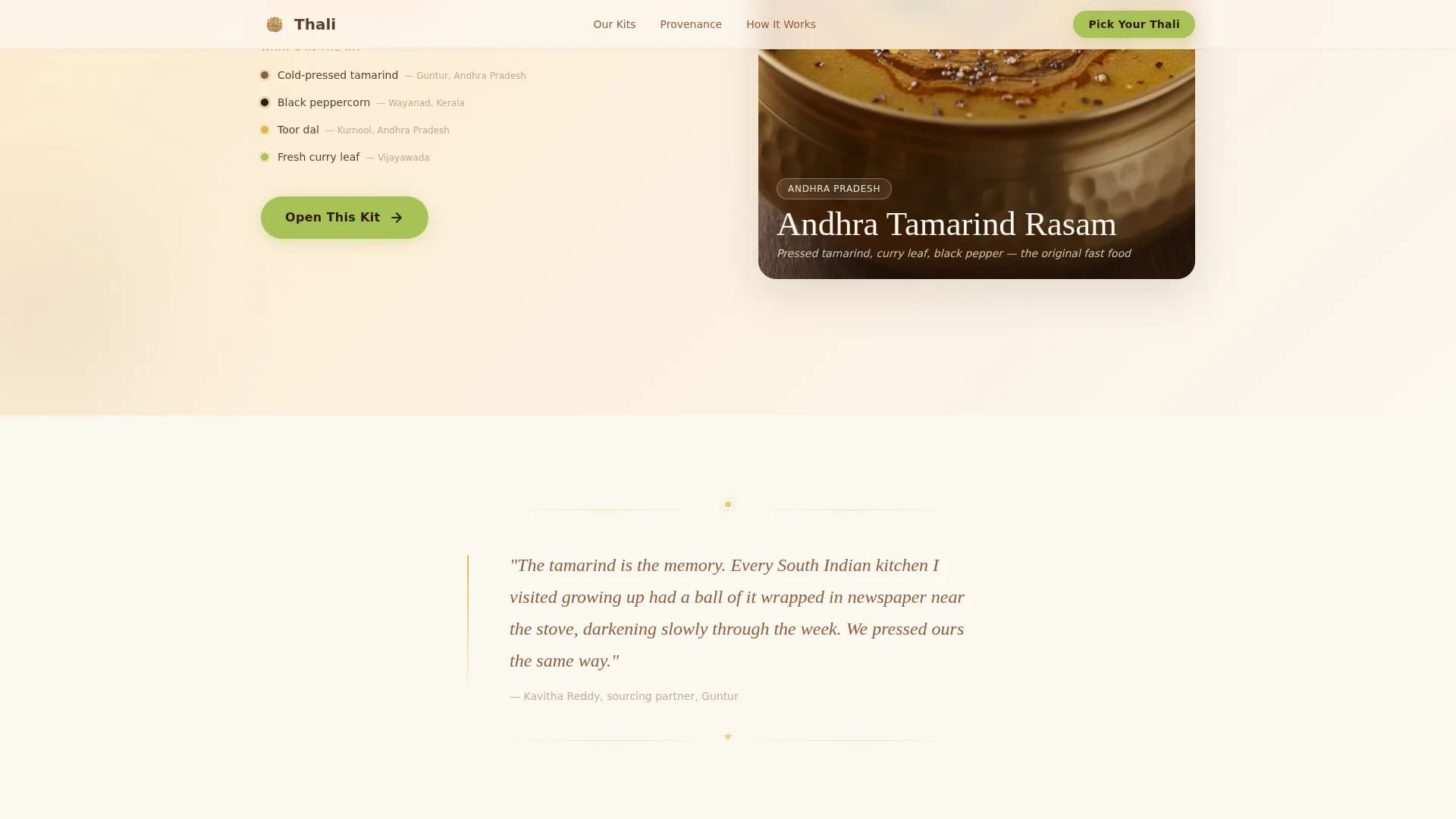 Thali — Indian Delivery Landing Page Template