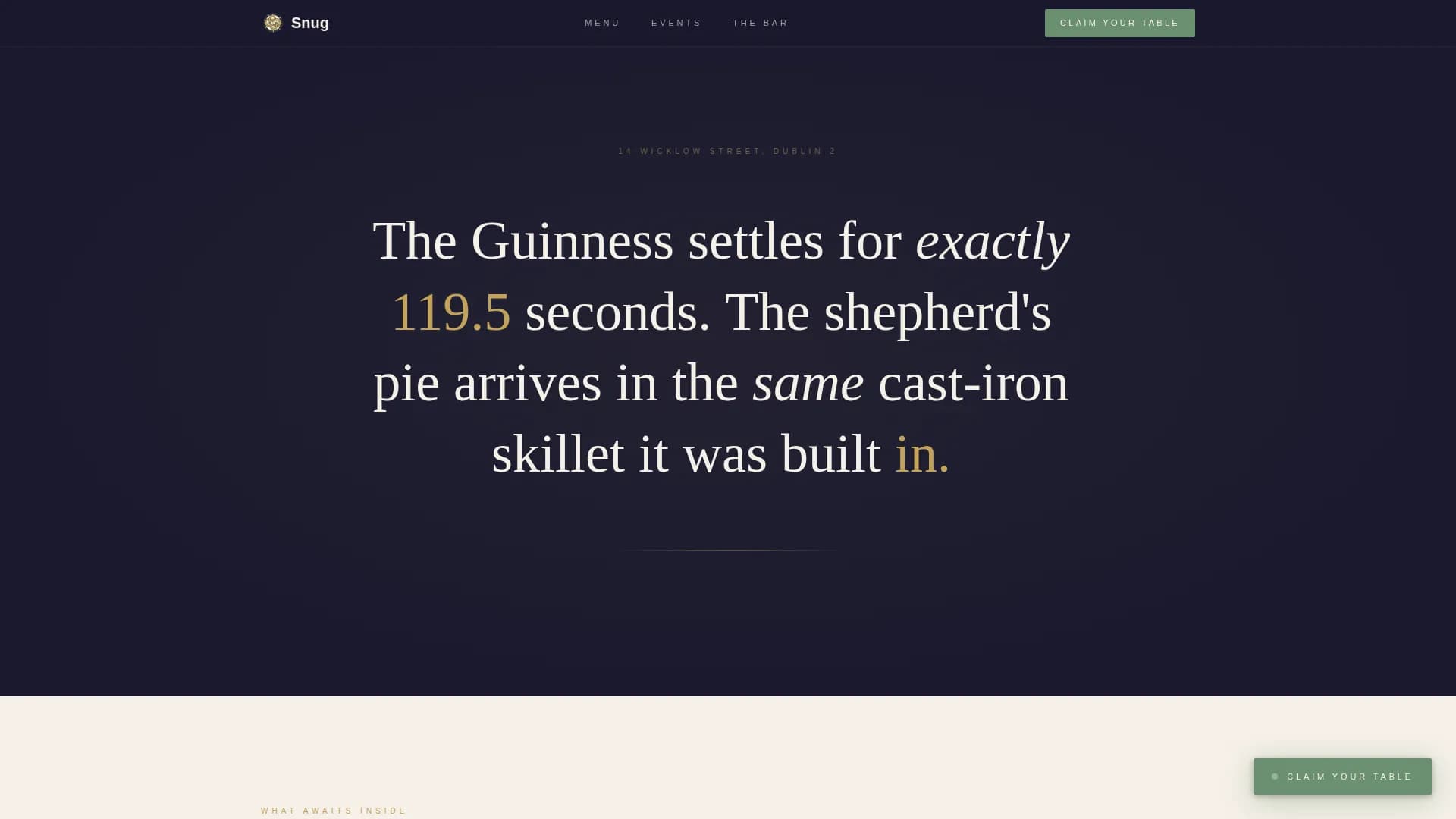 Irish Pub Neighborhood Experience & Events Website Template