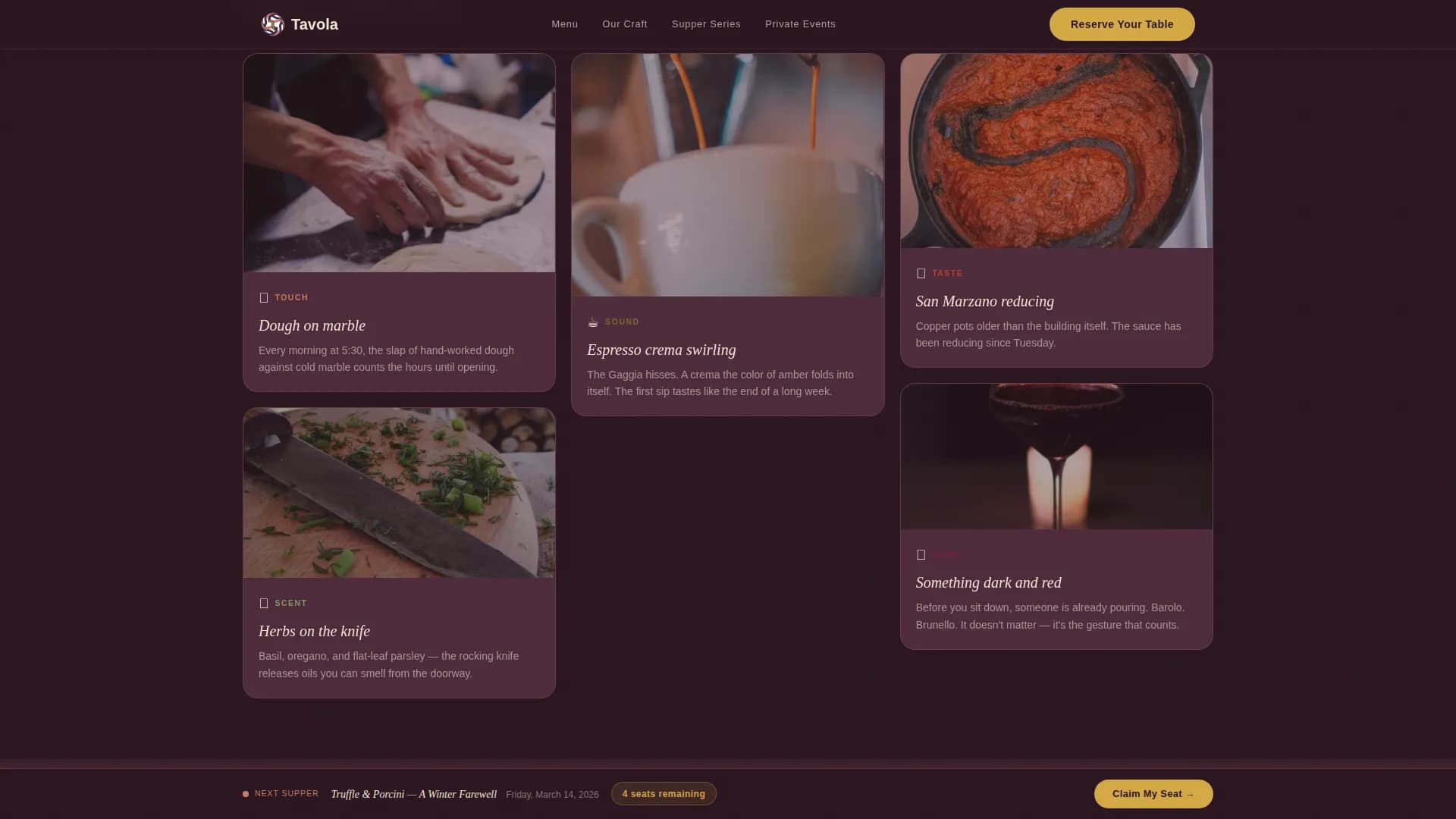 Taverna — Heritage Italian Cuisine Landing Page Template