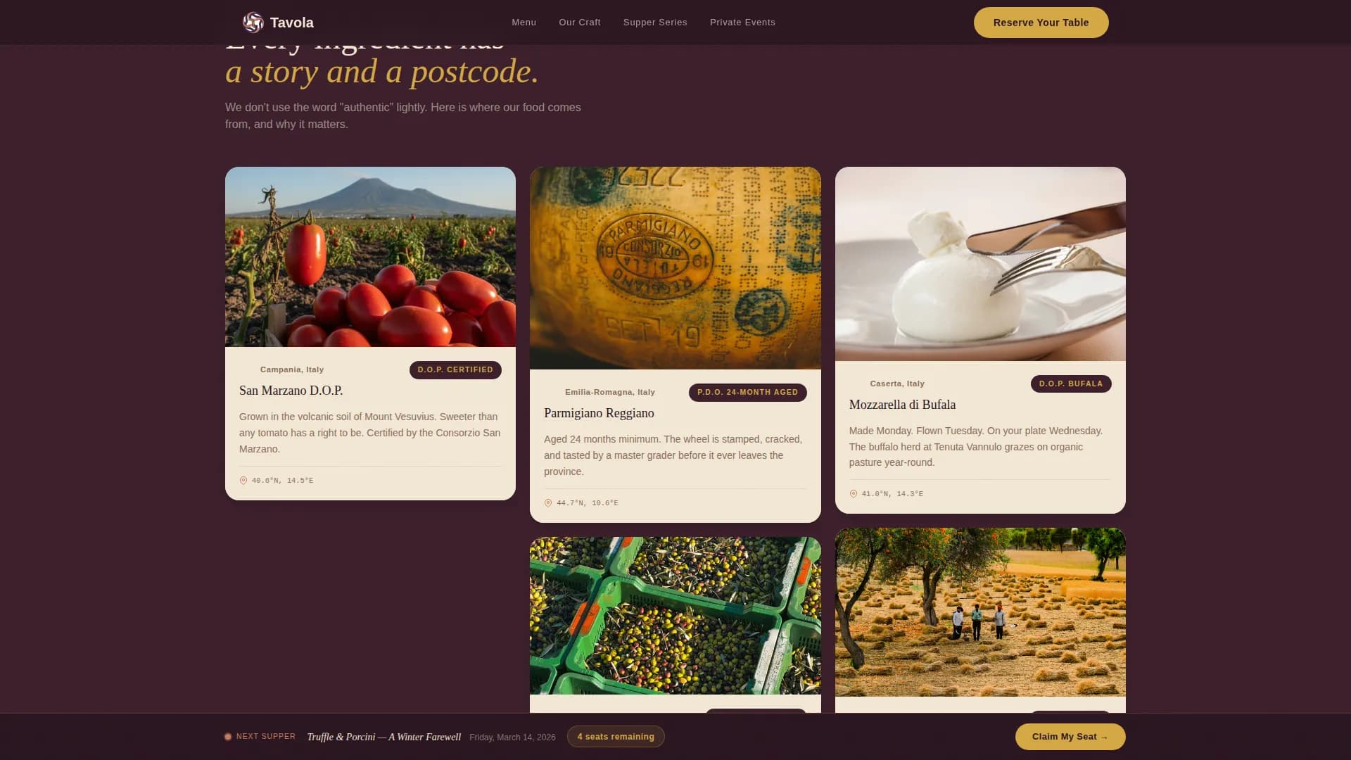 Taverna — Heritage Italian Cuisine Landing Page Template