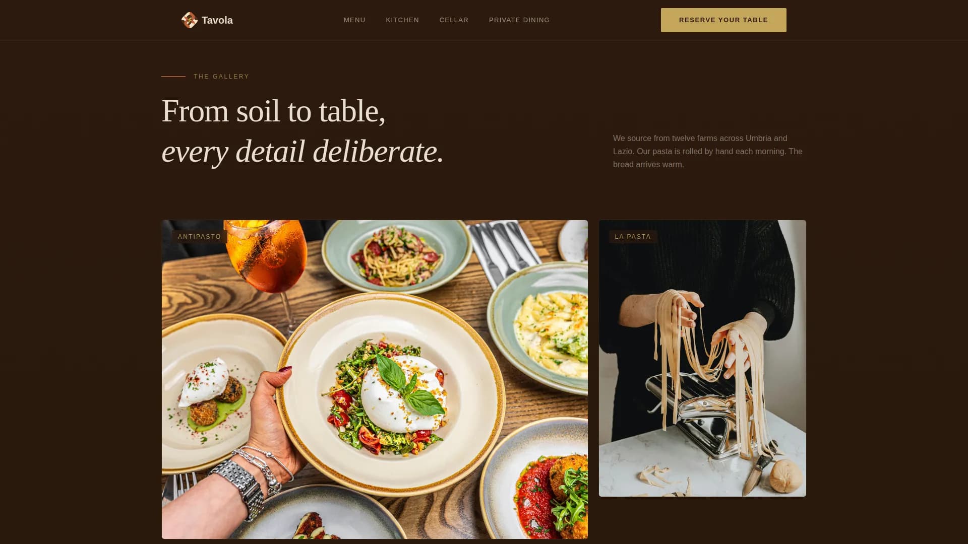 Tavola — Upscale Italian Restaurant Landing Page Template