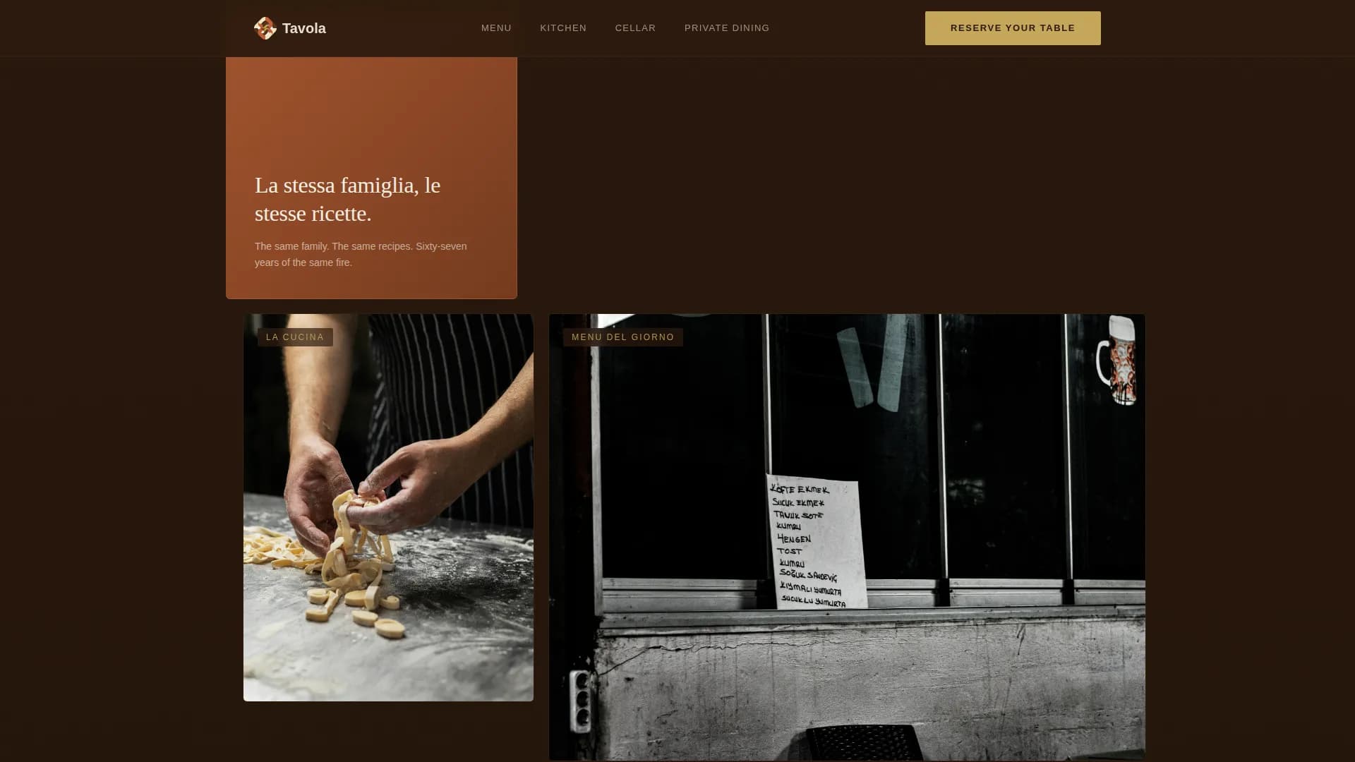 Tavola — Upscale Italian Restaurant Landing Page Template