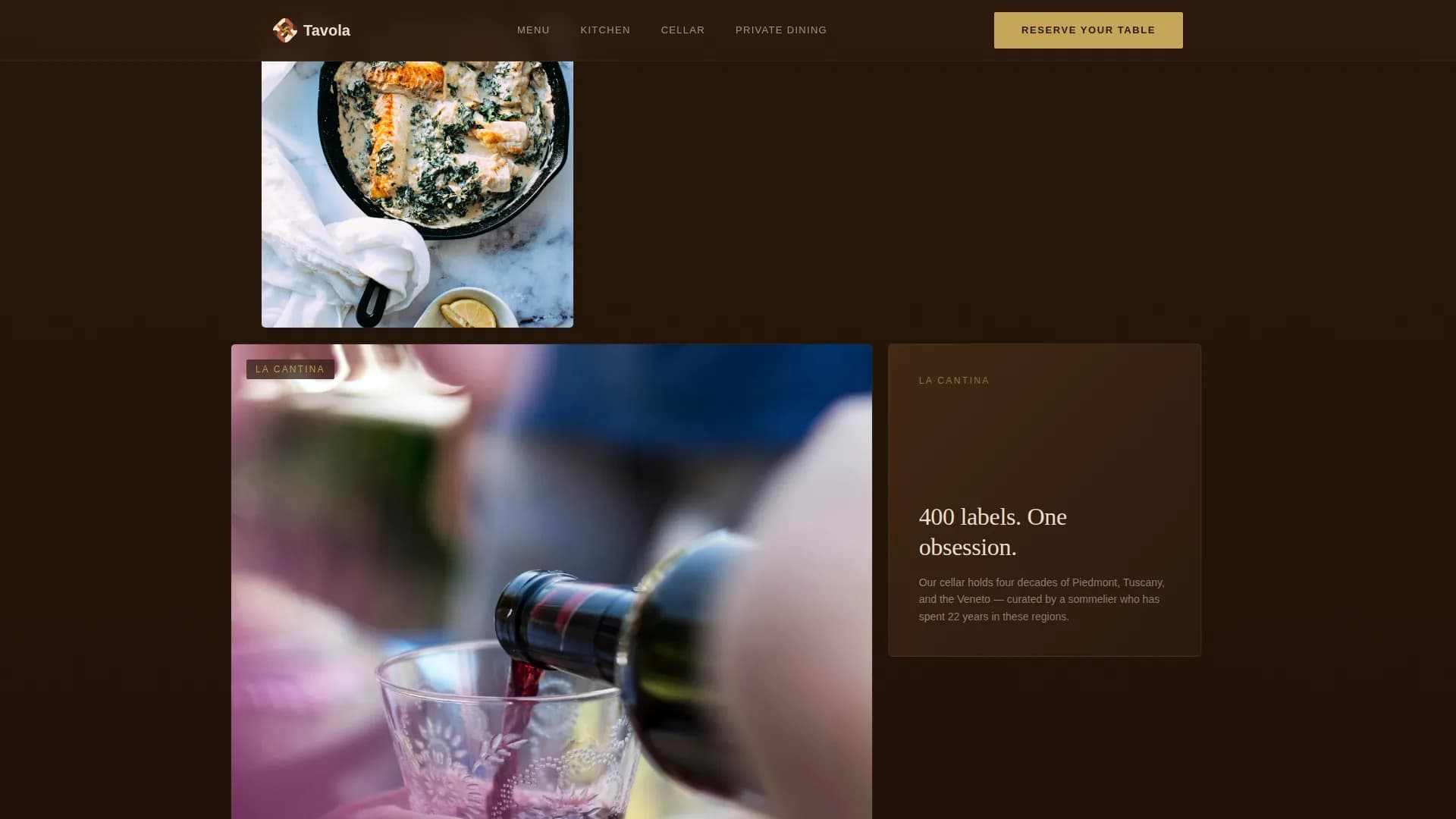 Tavola — Upscale Italian Restaurant Landing Page Template