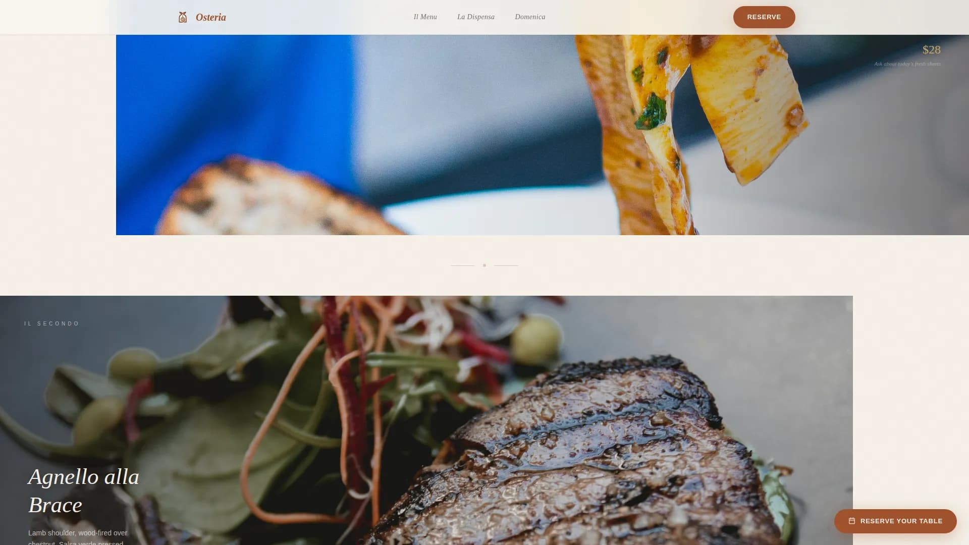 Osteria — Curated Italian Dining Landing Page Template