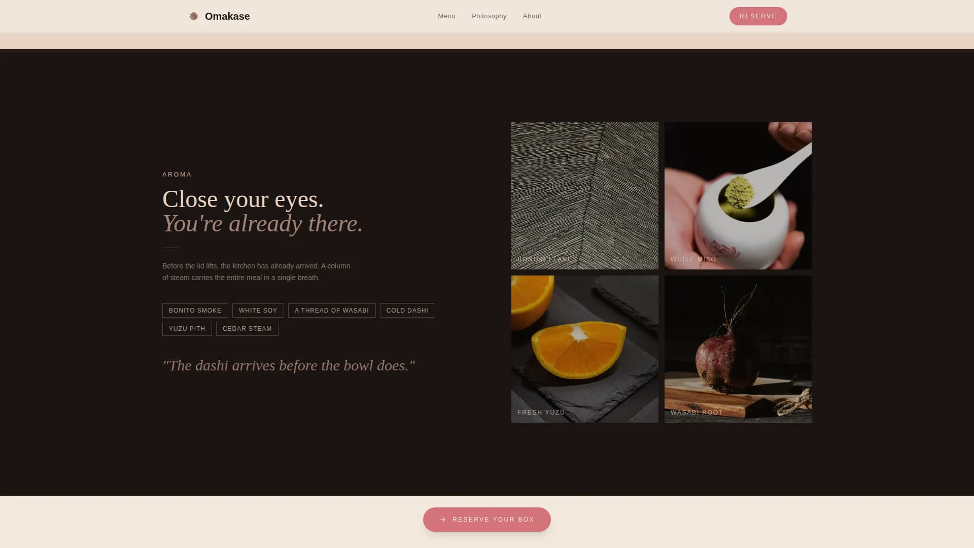 Kaiseki — Seasonal Japanese Kitchen Landing Page Template