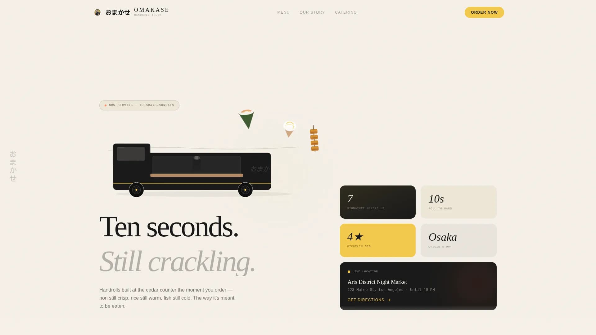 Omakase — Premium Japanese Truck Landing Page Template