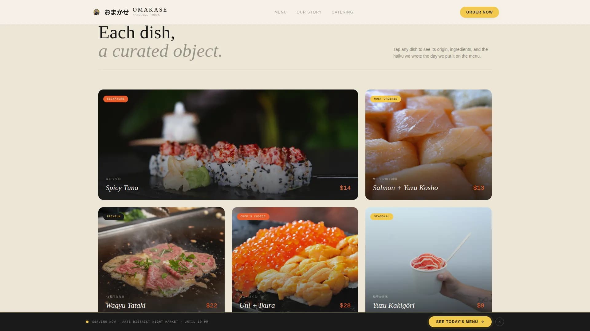 Omakase — Premium Japanese Truck Landing Page Template