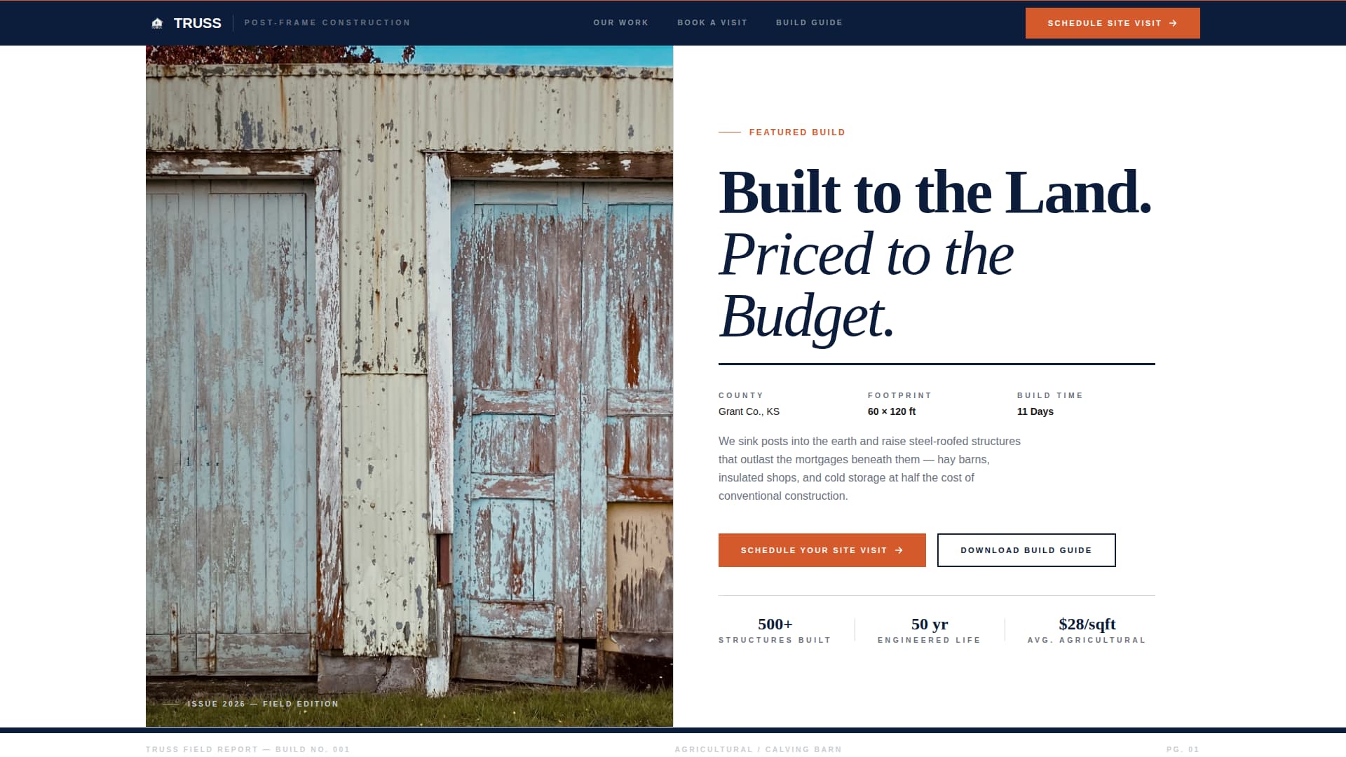 Post-Frame Builder (Pole Barn) Business Booking Website Template