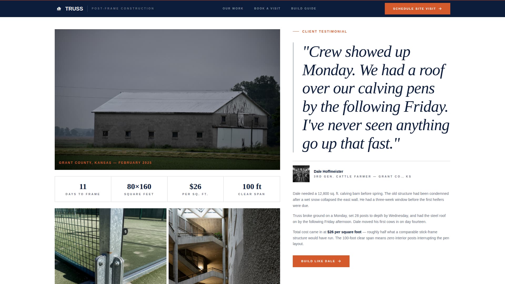 Post-Frame Builder (Pole Barn) Business Booking Website Template
