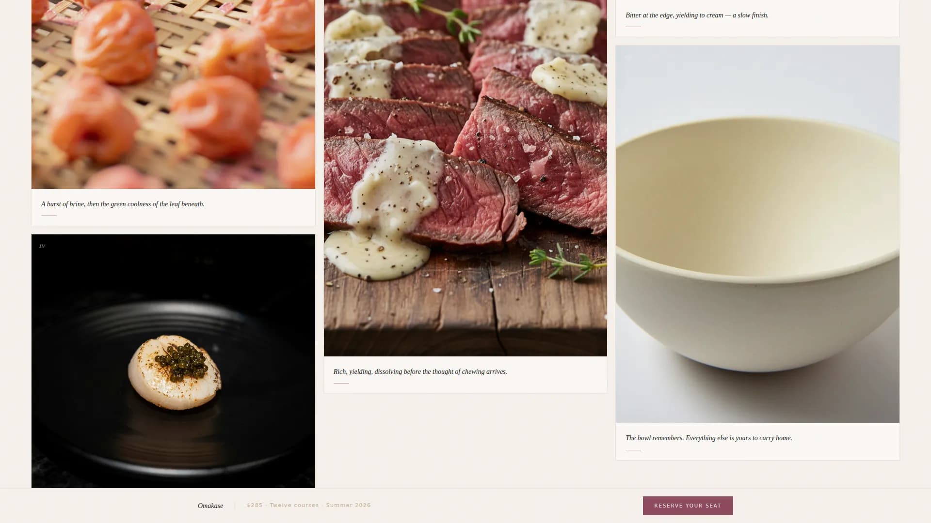 Omakase - Seasonal Tasting Menu Landing Page Template