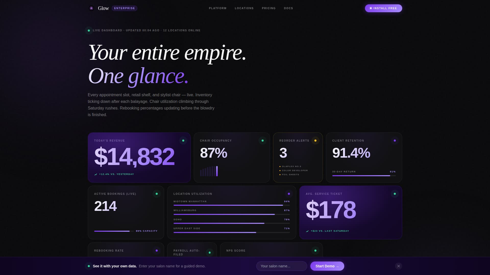 Glow - Powerful Salon ERP Landing Page Template