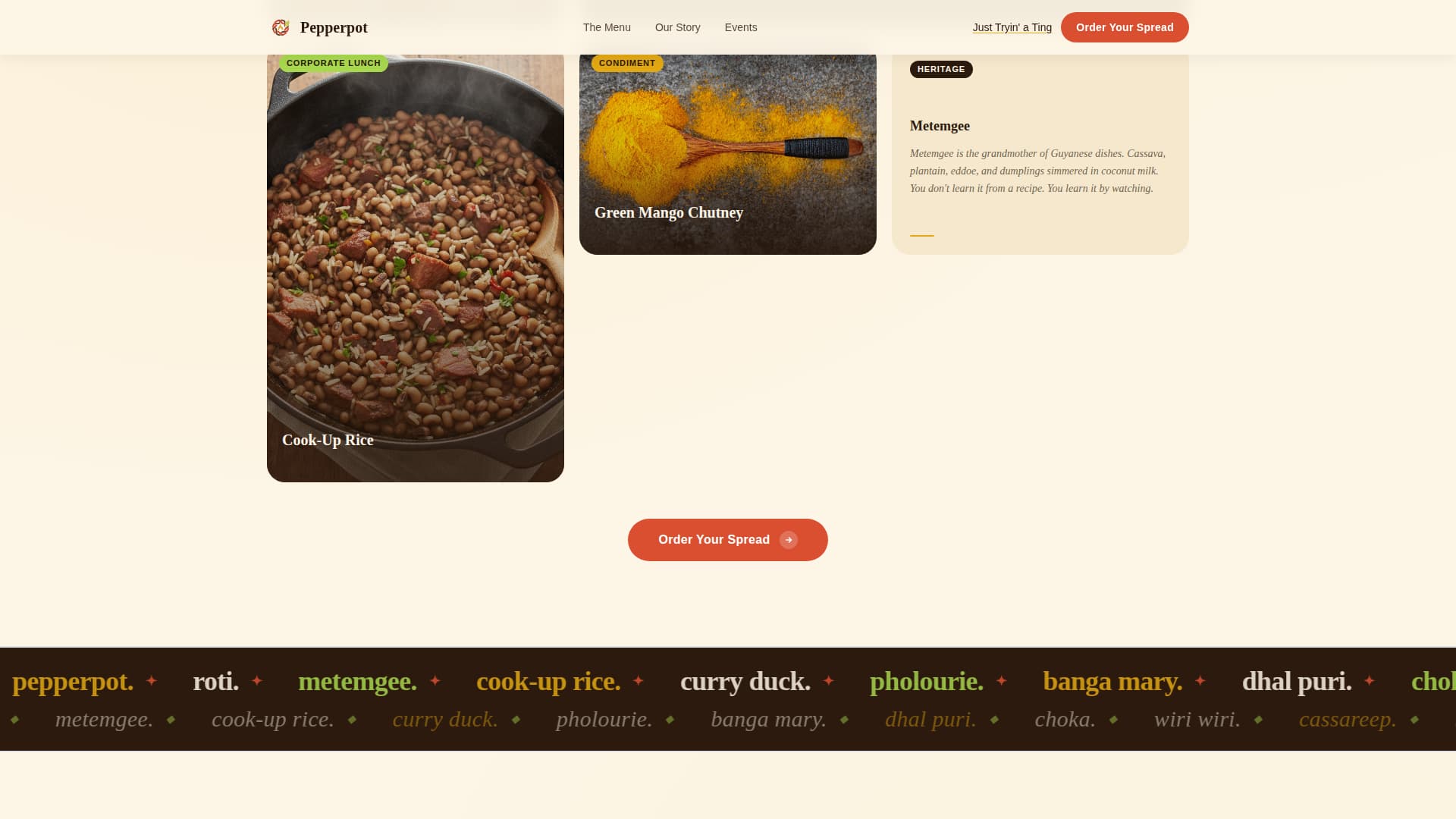 Pepperpot - Authentic Guyanesecatering Landing Page Template