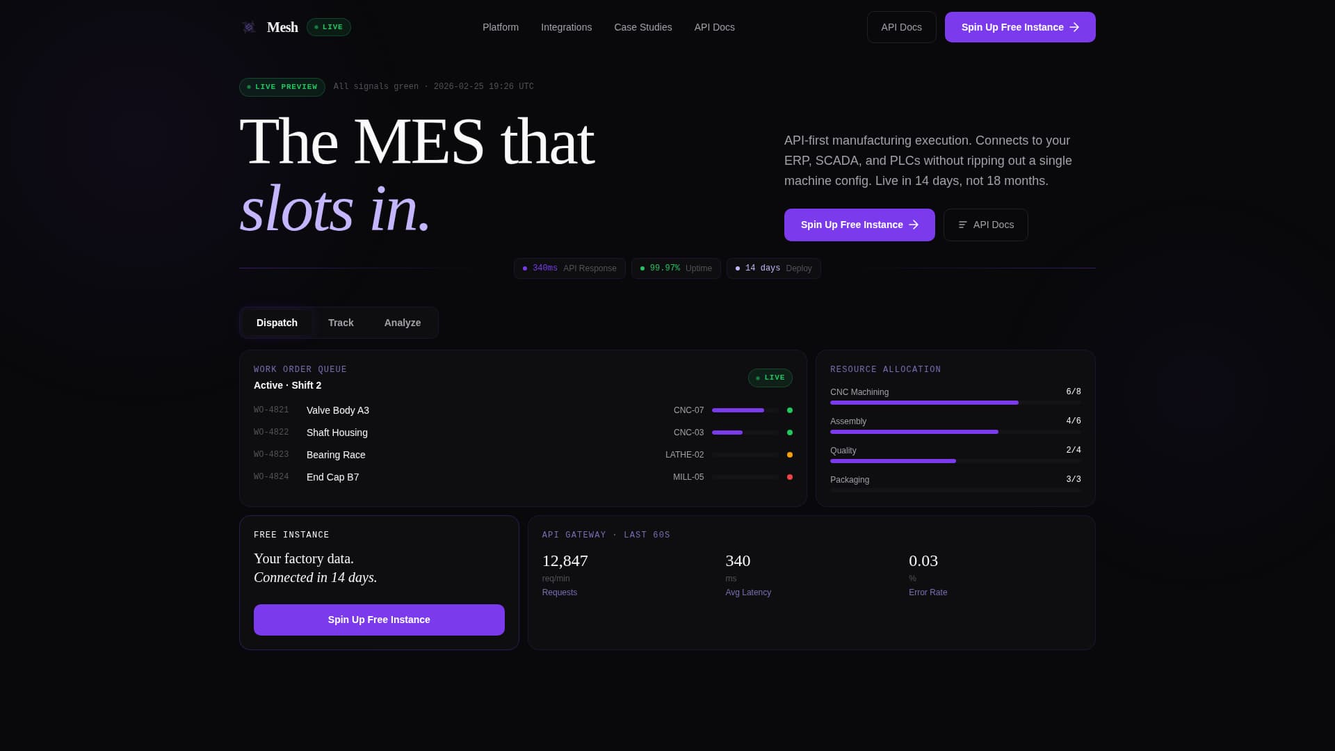 Mesh - Composable MES Landing Page Template