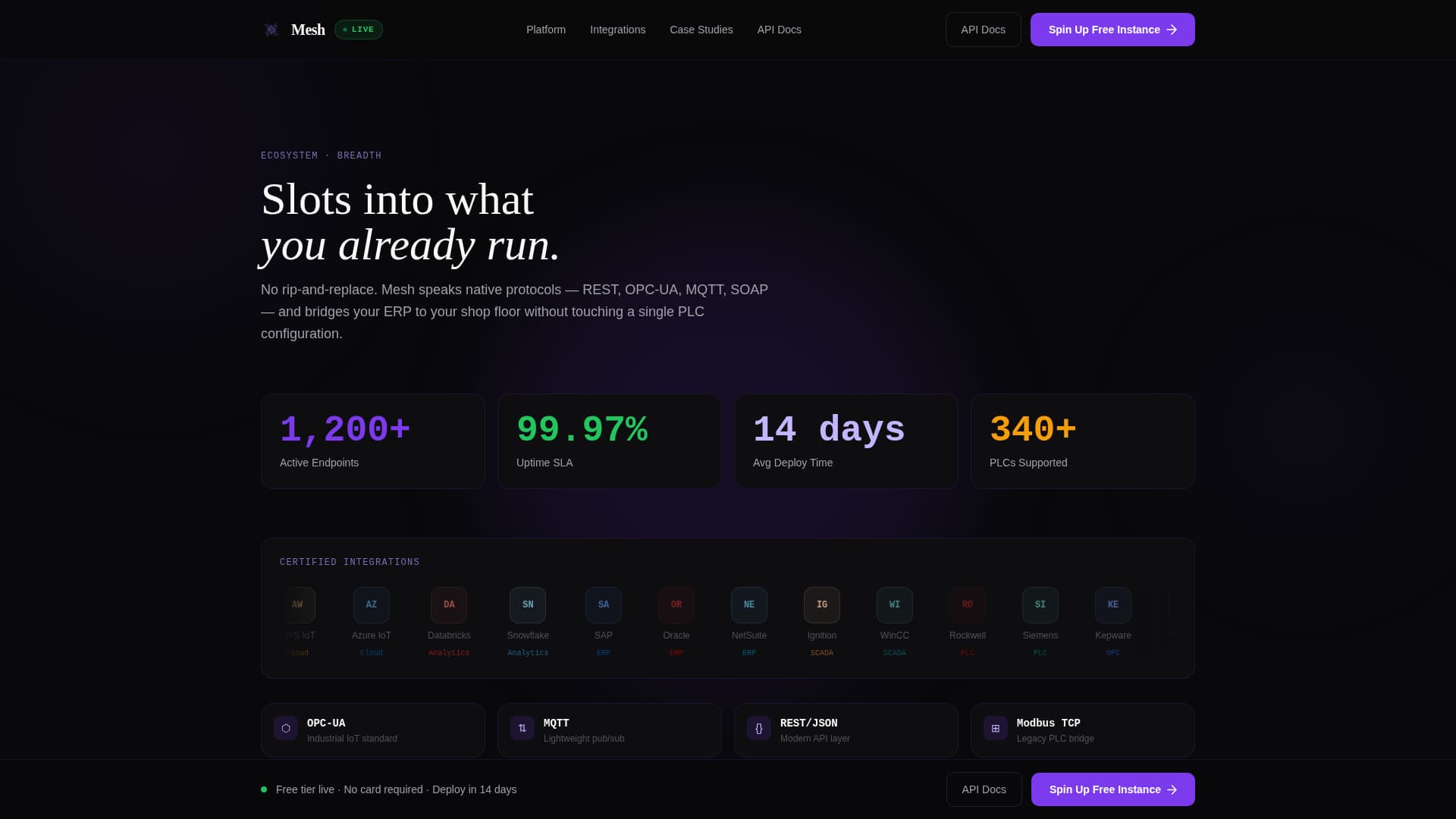 Mesh - Composable MES Landing Page Template