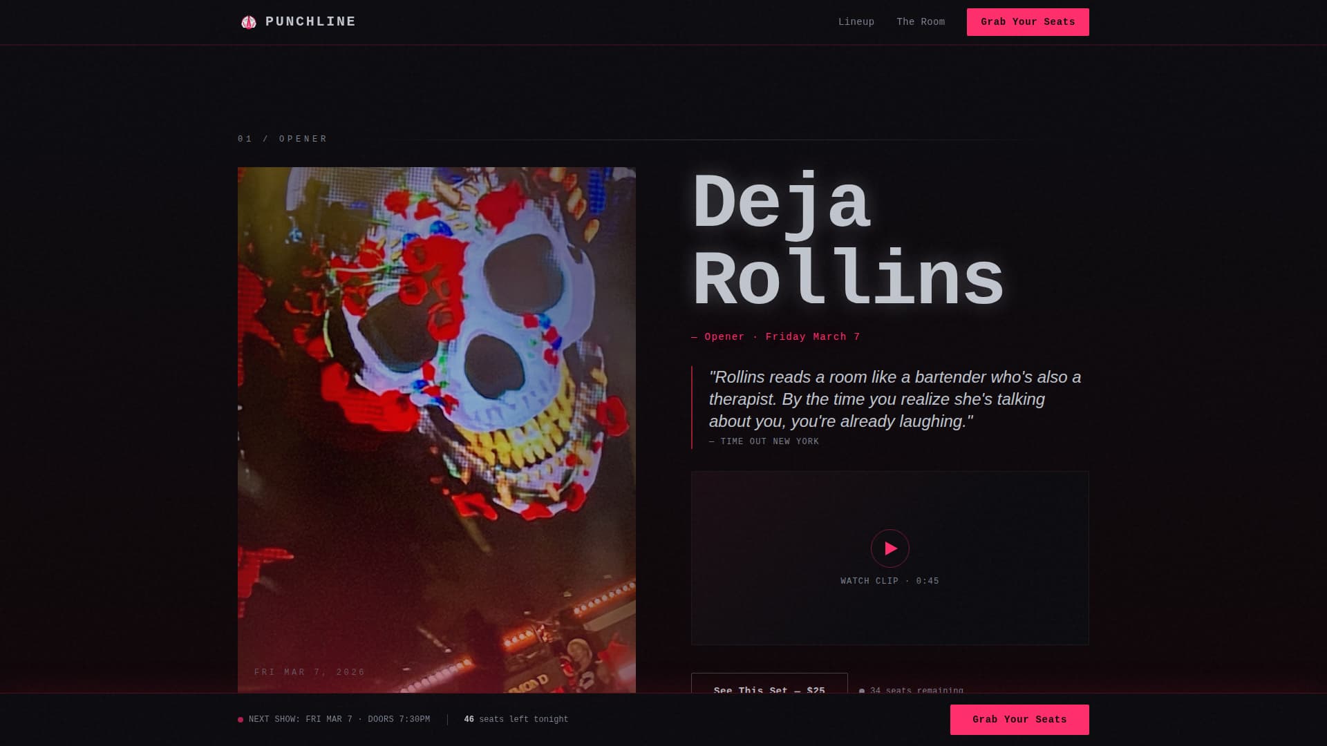 Punchline - Electric Comedy Landing Page Template