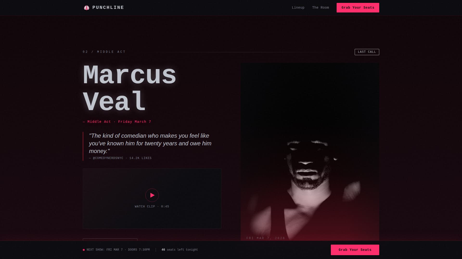 Punchline - Electric Comedy Landing Page Template