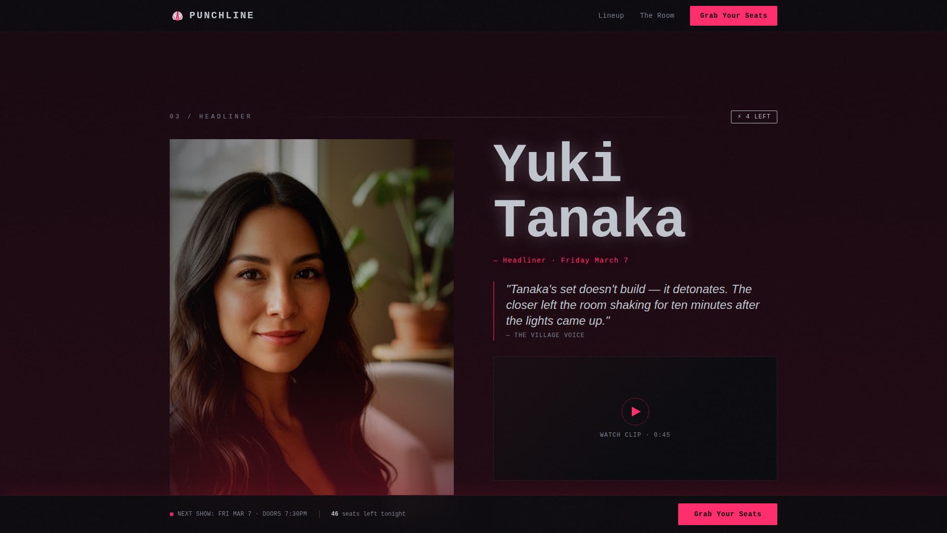 Punchline - Electric Comedy Landing Page Template