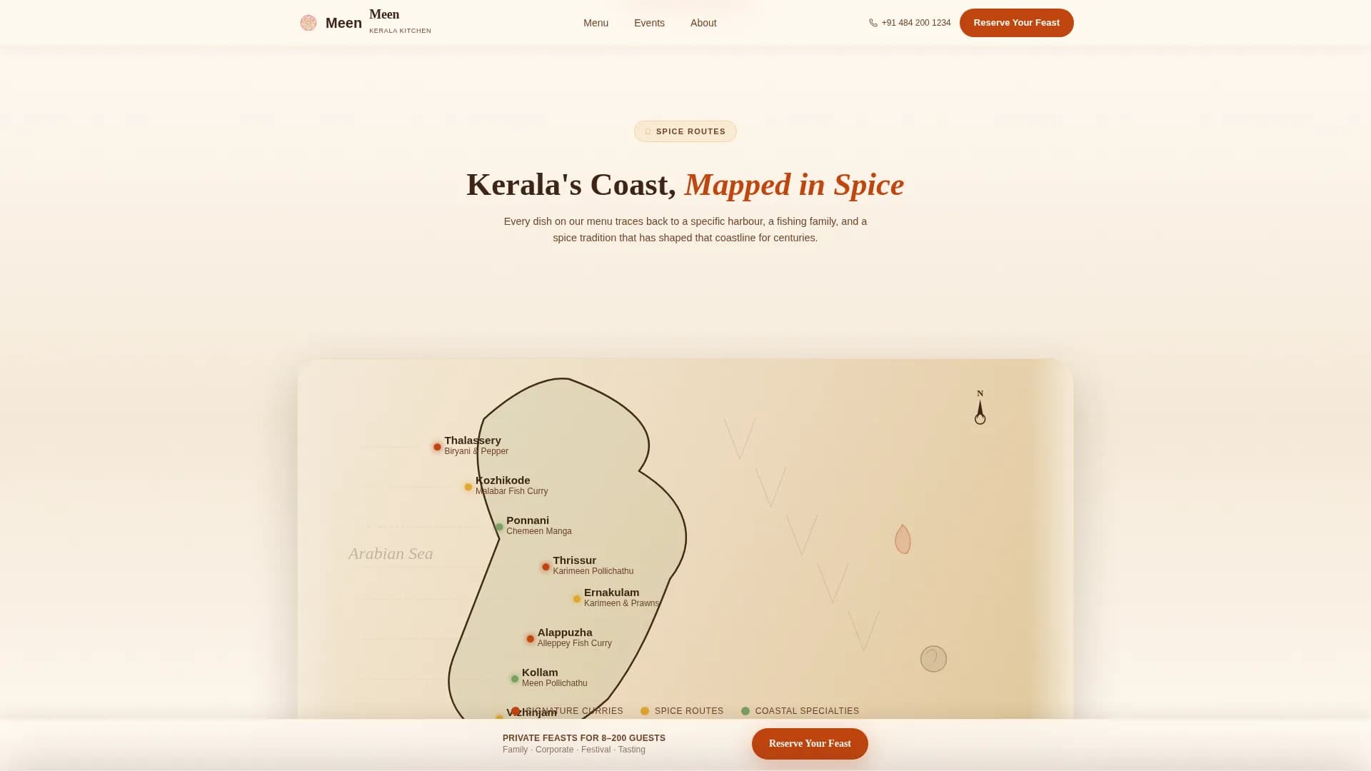 Meen — Premium Kerala Seafood Landing Page Template