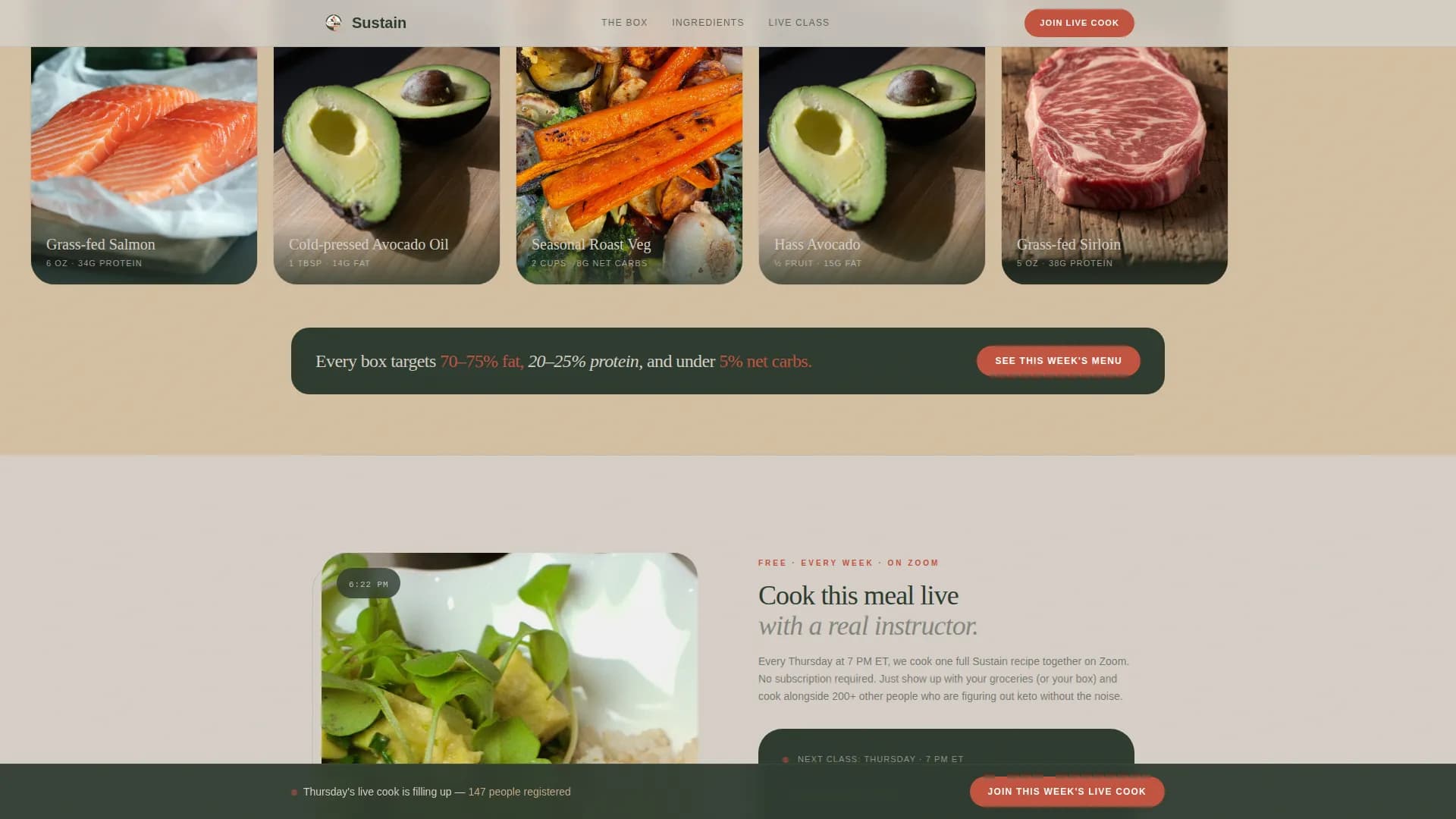 Sustain — Keto Meal Kit Landing Page Template
