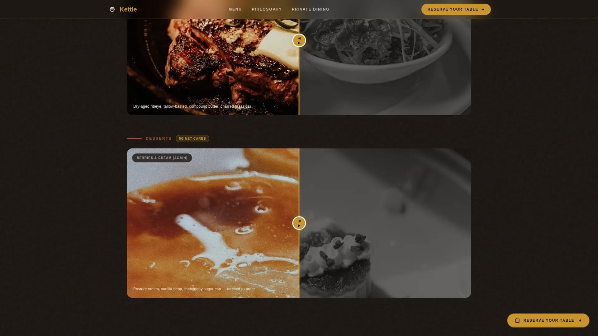 Kettle - Agrarian Keto Restaurant Landing Page Template