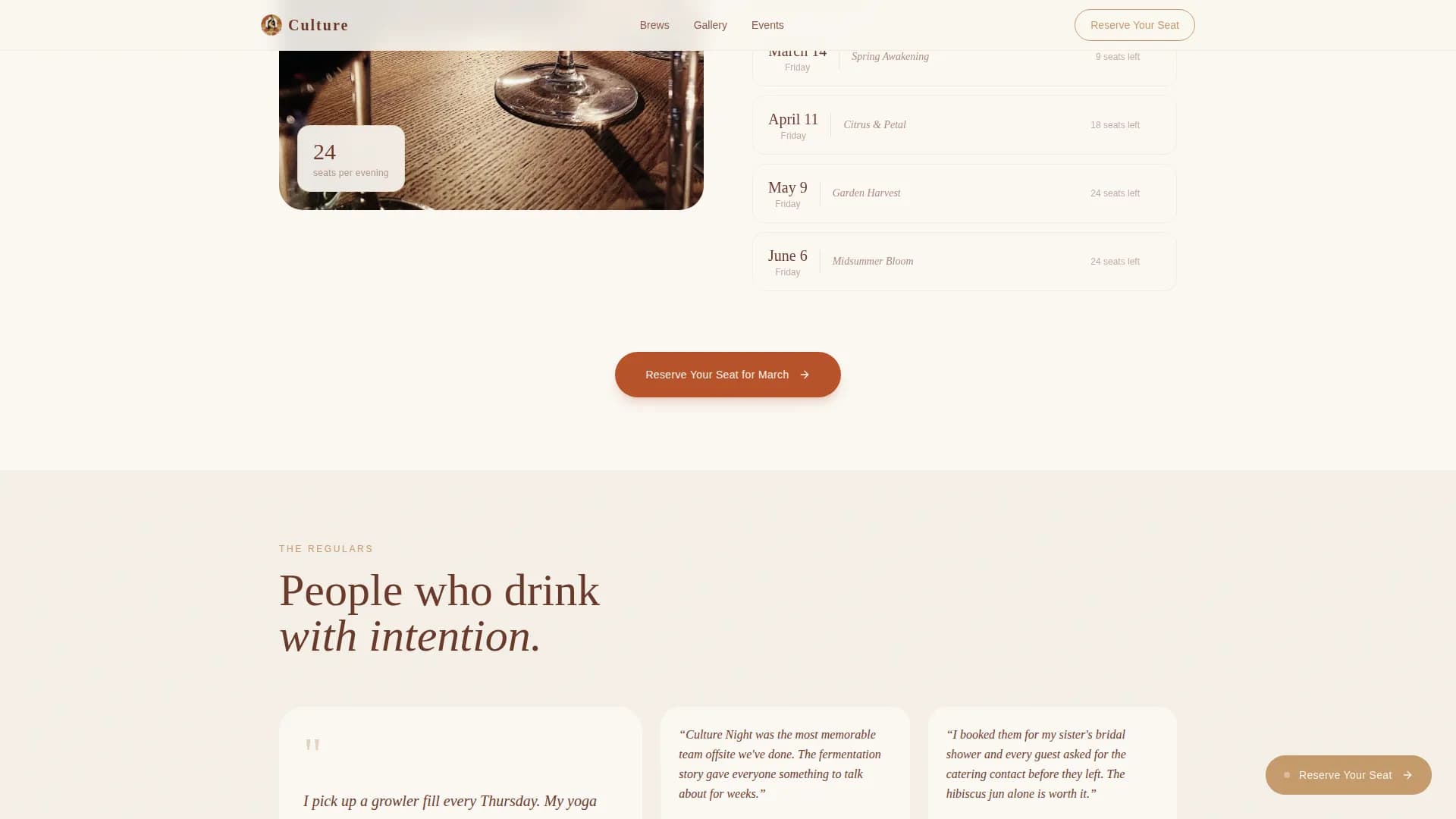 Culture — Kombucha Probiotic Bar Landing Page Template