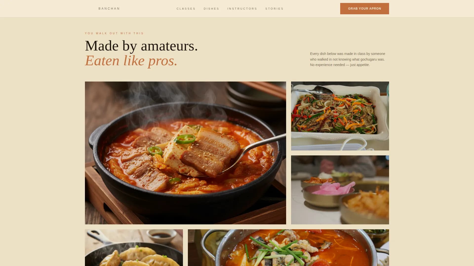 Kimchi — Korean Cooking Class Landing Page Template