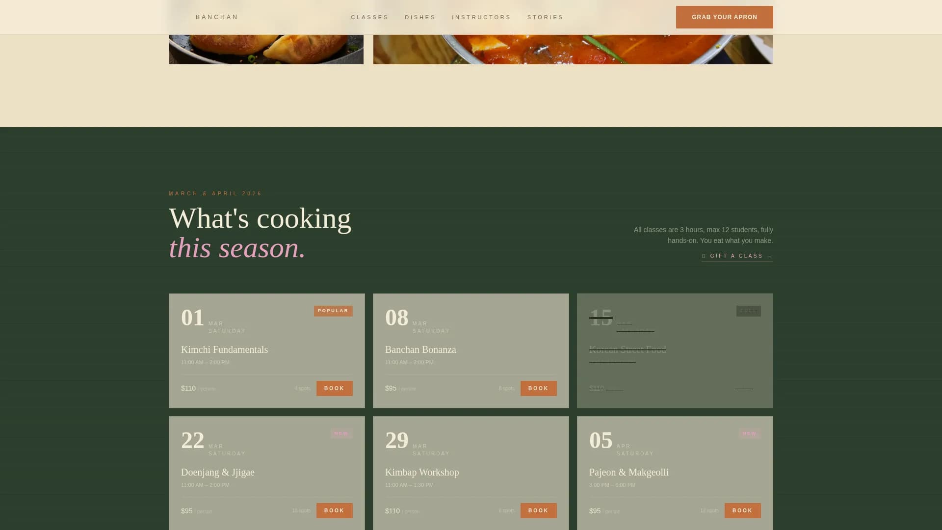 Kimchi — Korean Cooking Class Landing Page Template