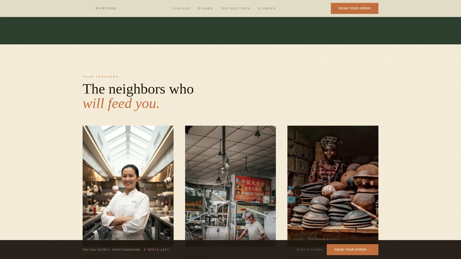 Kimchi — Korean Cooking Class Landing Page Template