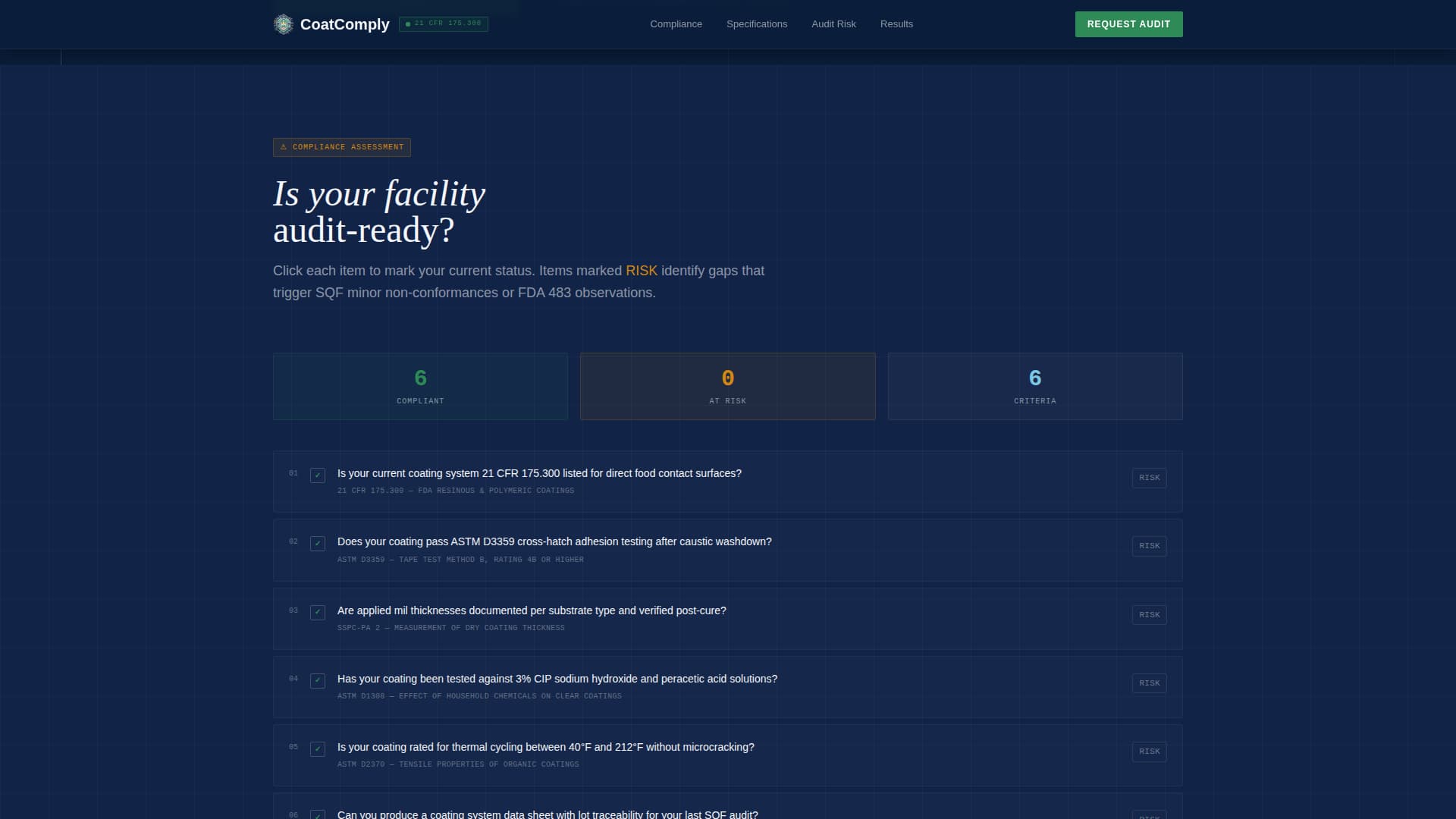 Comply - Precision Foodbeverage Landing Page Template