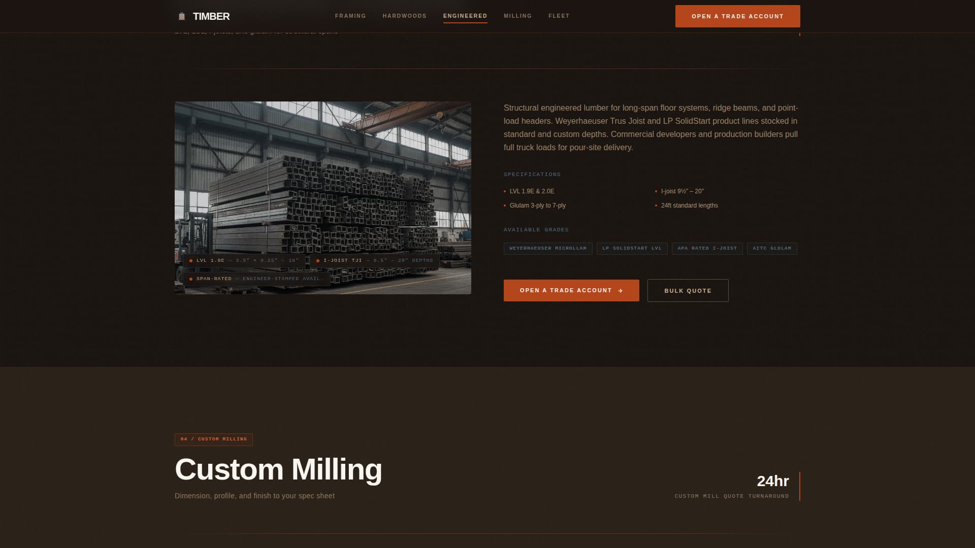 Timber - Industrial Lumber Landing Page Template