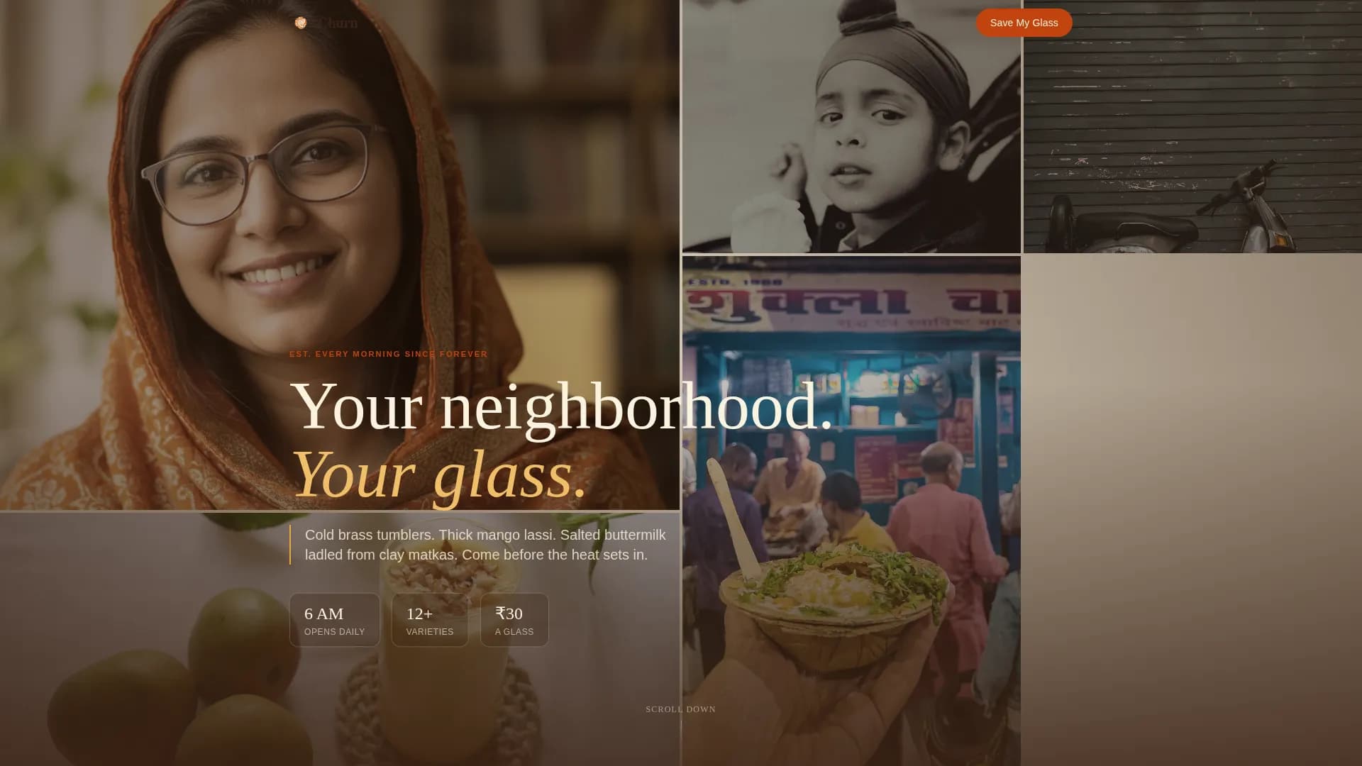 Churn - Neighborhood Lassi Shop Landing Page Template
