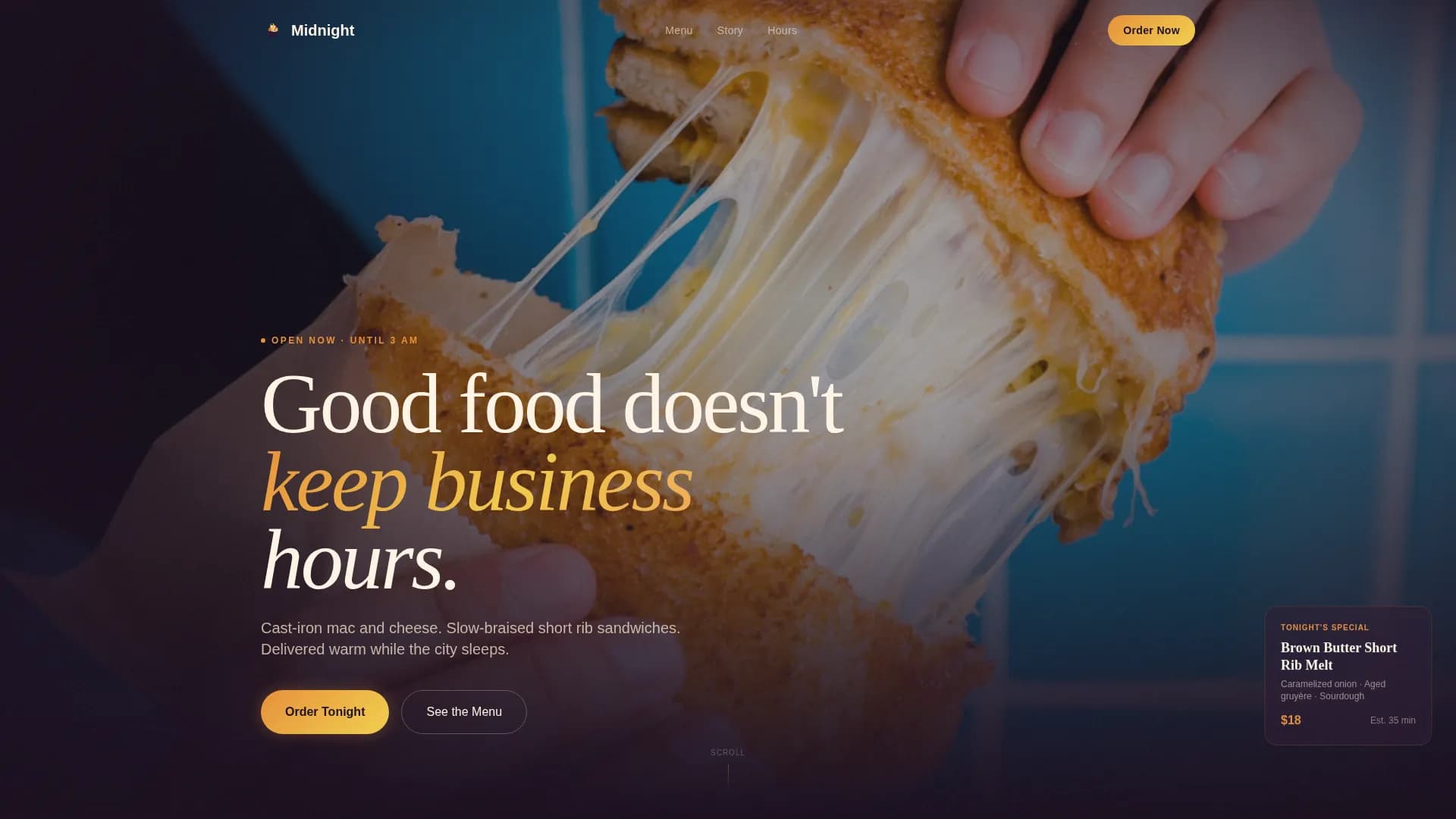 Nocturnal — Elite Delivery Kitchen Landing Page Template