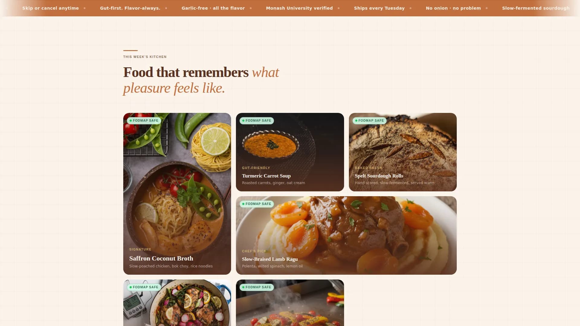 Craft — Artisanal FODMAP Meals Landing Page Template