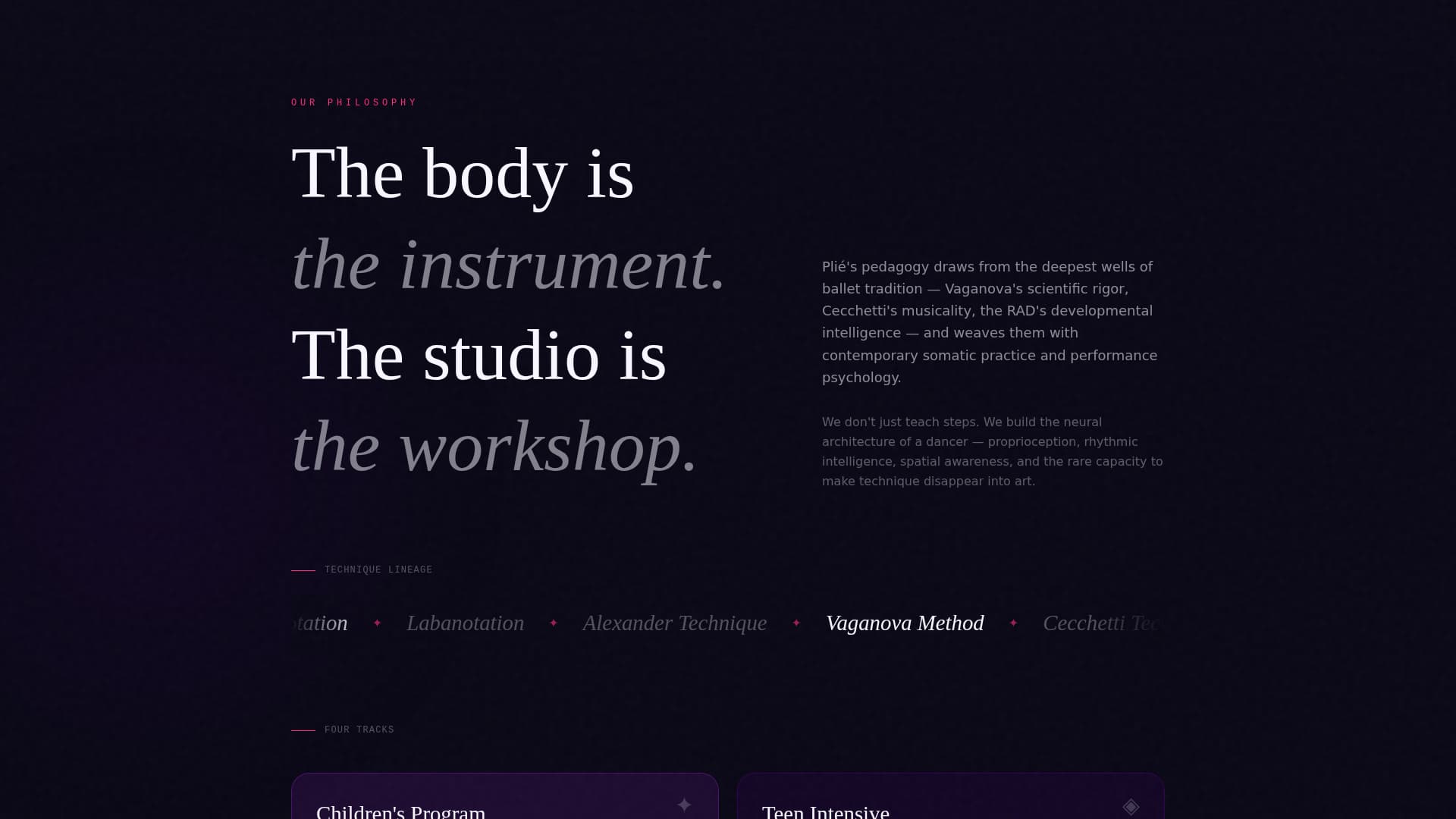 Pli - Immersive Danceacademy Landing Page Template