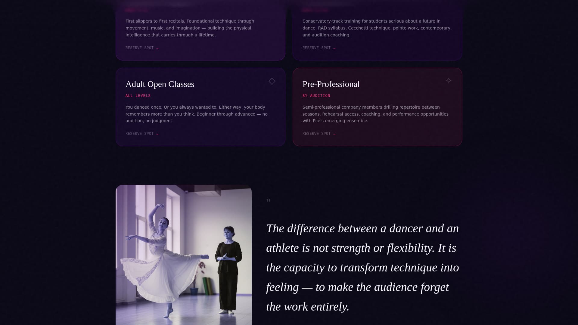 Pli - Immersive Danceacademy Landing Page Template