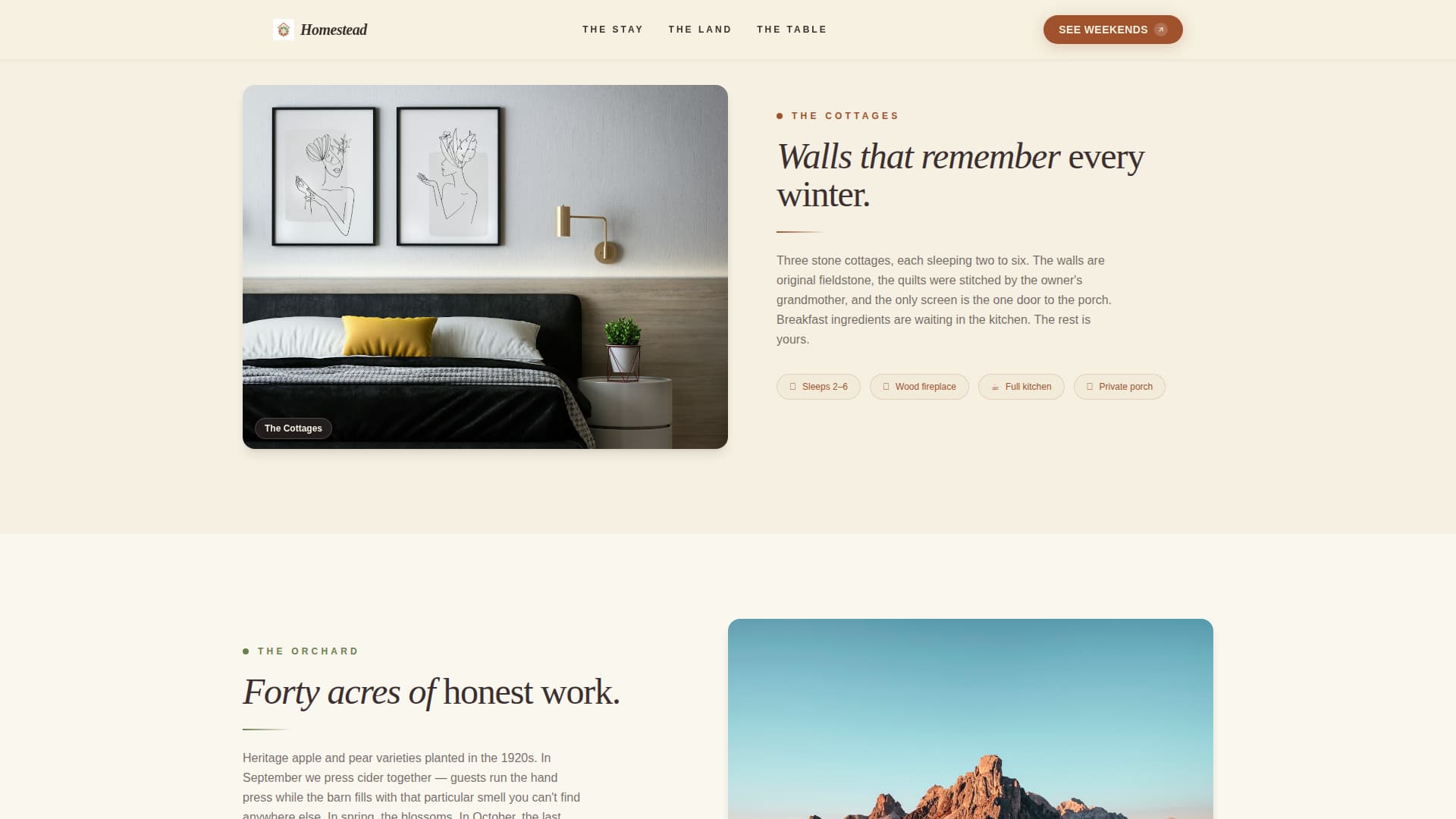 Homestead - Rustic Farmstay Landing Page Template