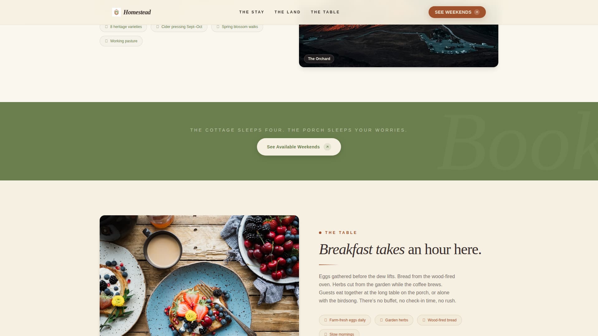 Homestead - Rustic Farmstay Landing Page Template