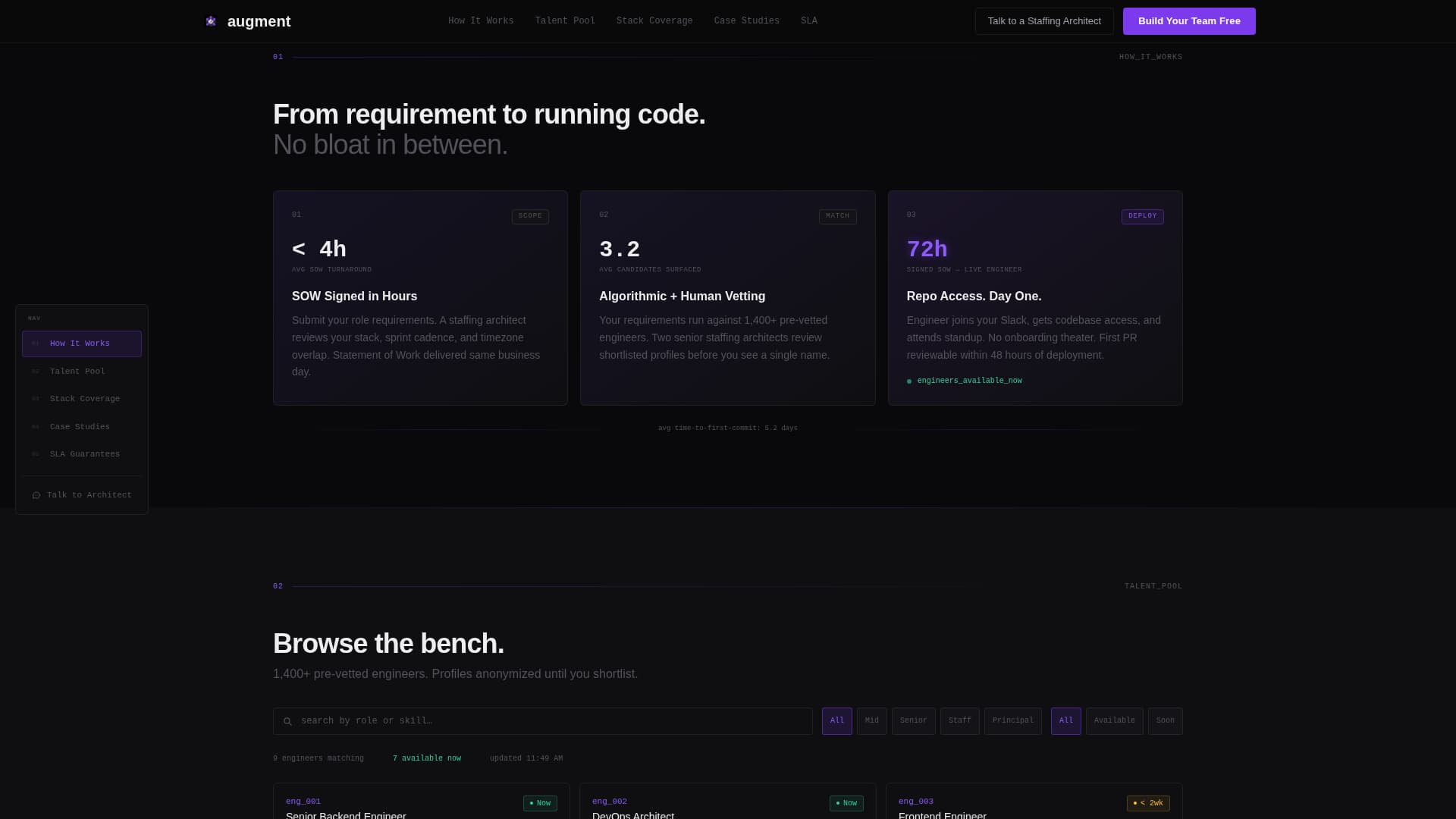 Augment - Instant IT Staffing Landing Page Template