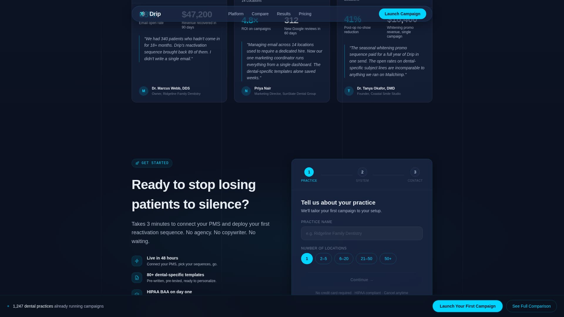 Drip - Powerful Dentalmarketing Landing Page Template