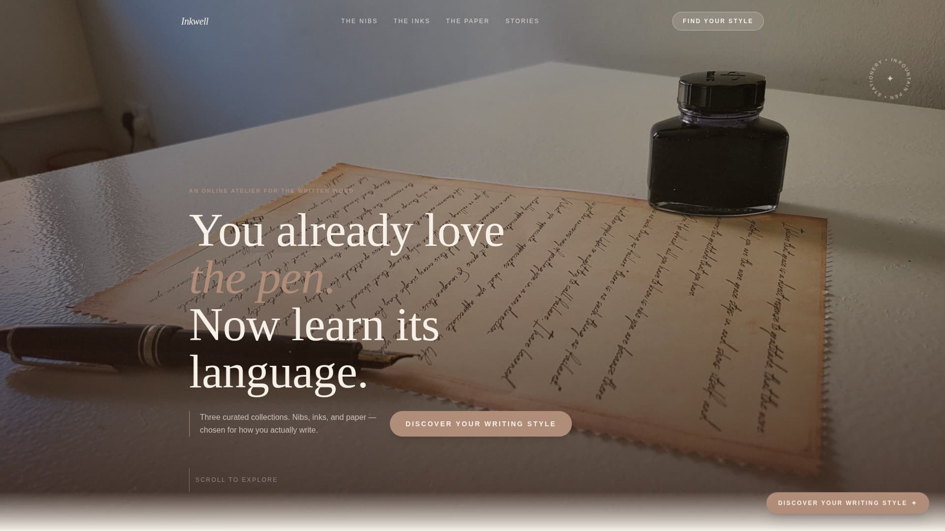 Manuscript — Premium Fine Writing Supplies Landing Page Template