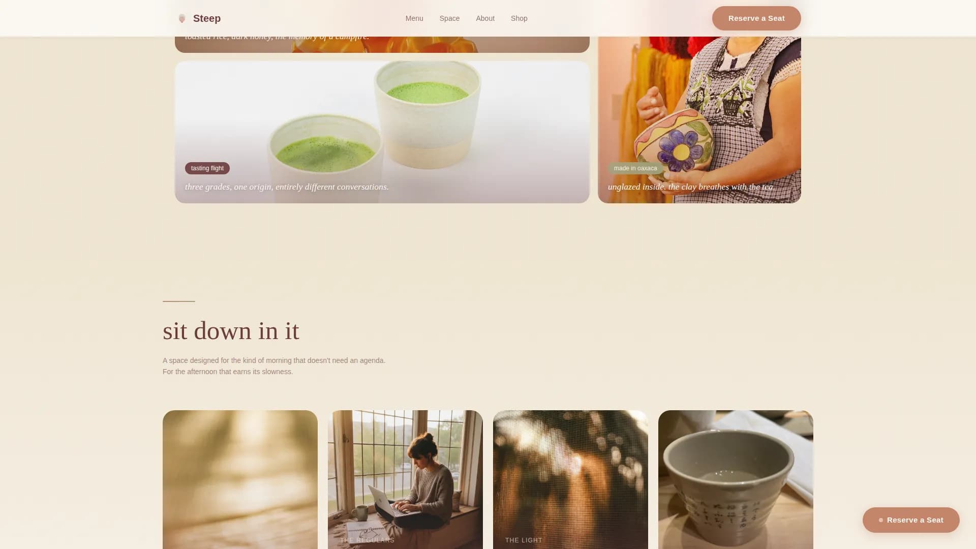 Serene — Pastoral Matcha Bar Landing Page Template