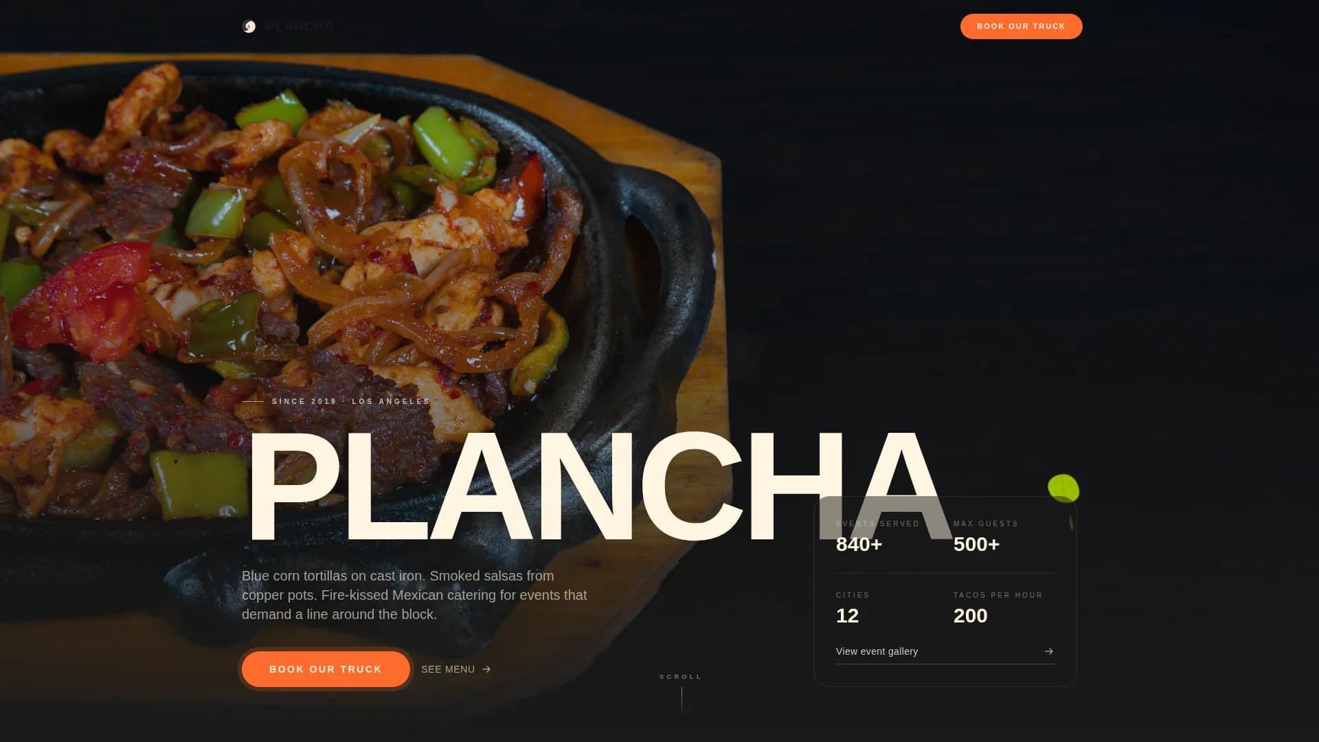 Plancha — Sizzling Nicaraguan Food Truck Landing Page Template
