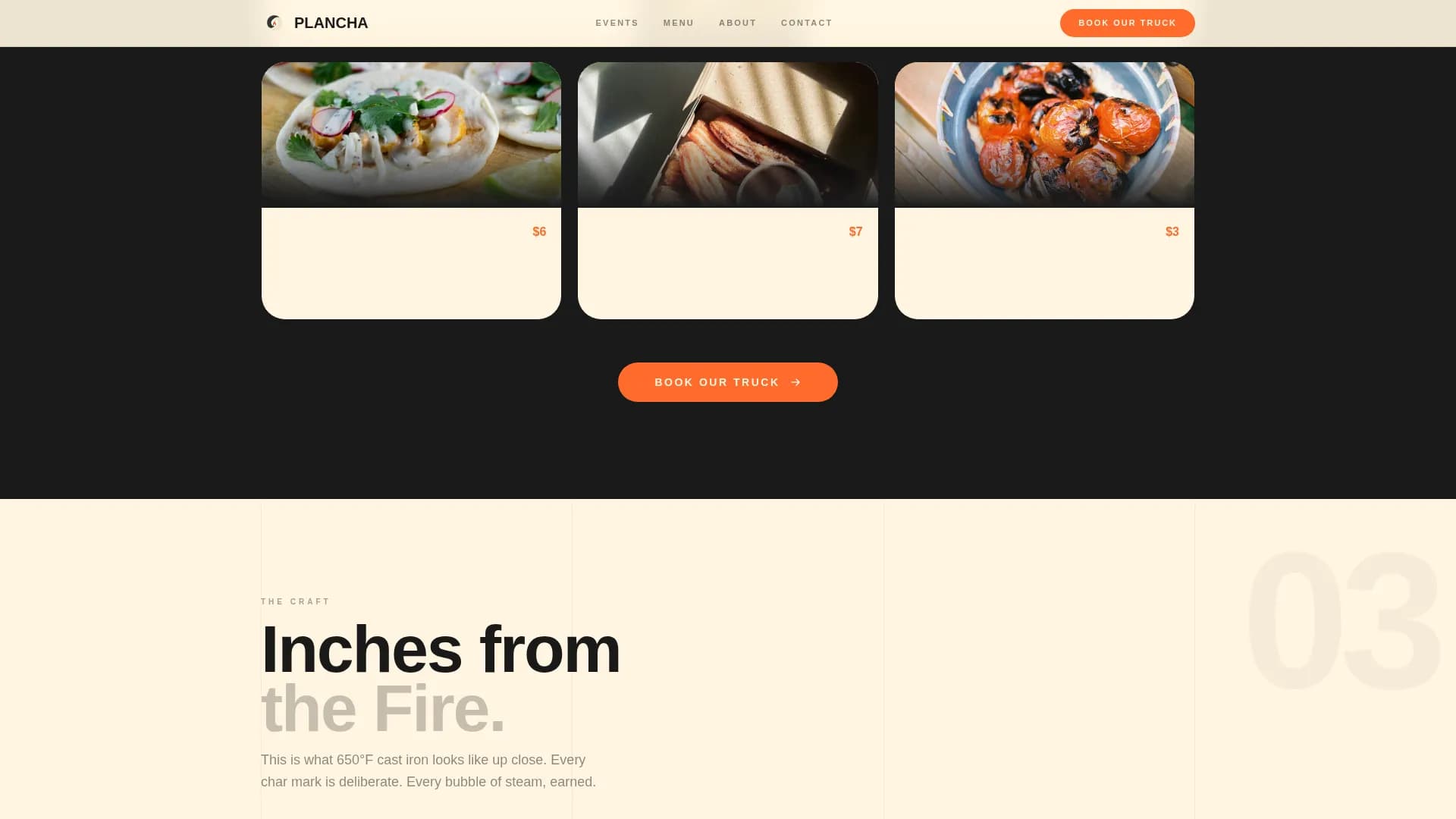Plancha — Sizzling Nicaraguan Food Truck Landing Page Template