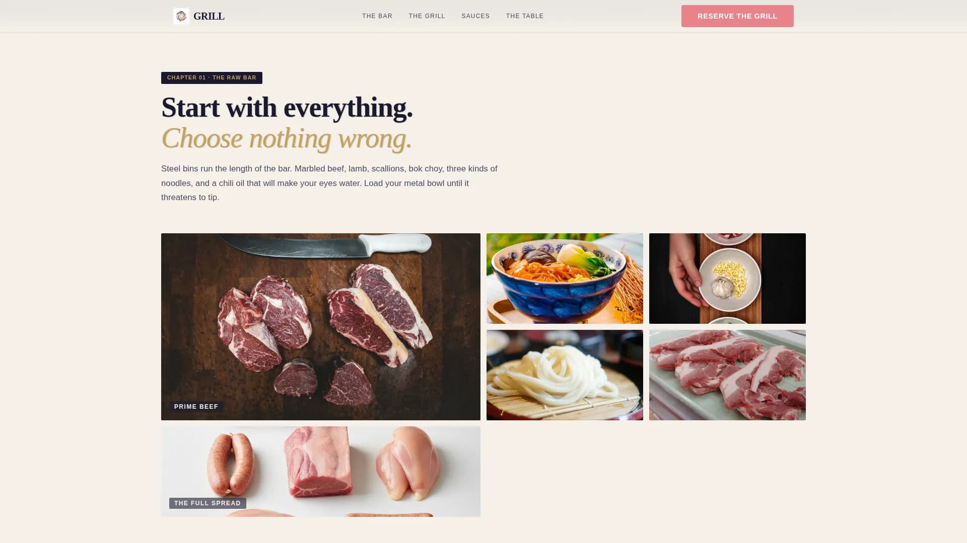 Grill - Sizzling Mongolian BBQ Restaurant Landing Page Template
