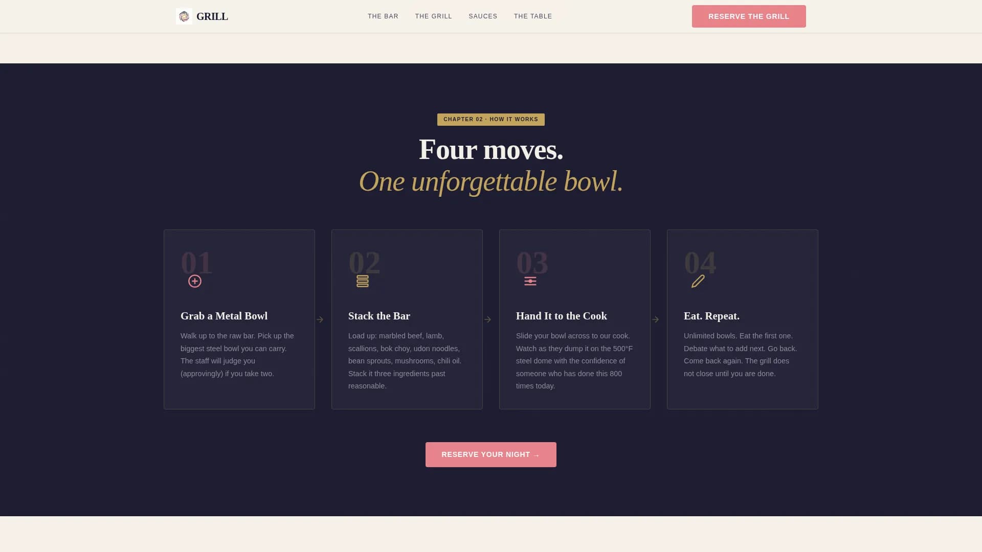 Grill - Sizzling Mongolian BBQ Restaurant Landing Page Template