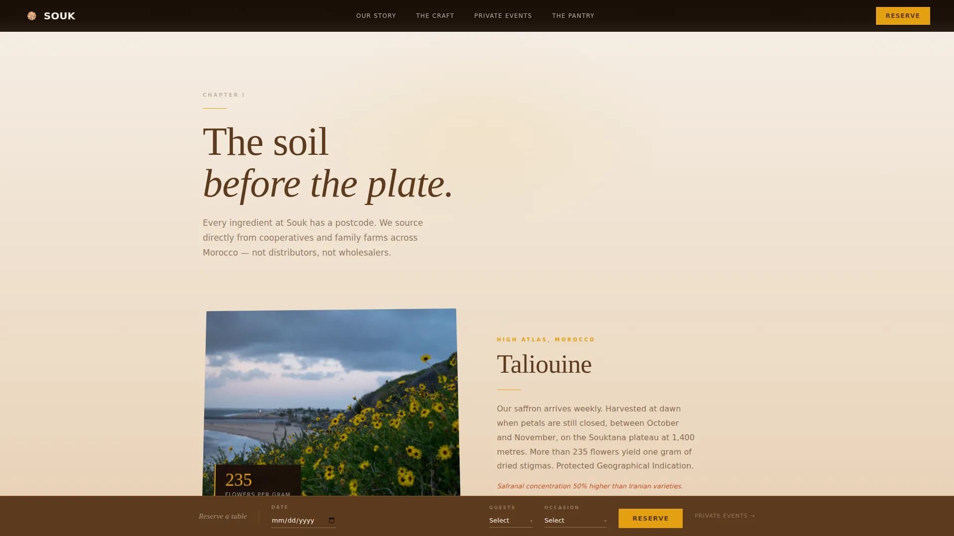 Souk — Fine Dining Experience Landing Page Template